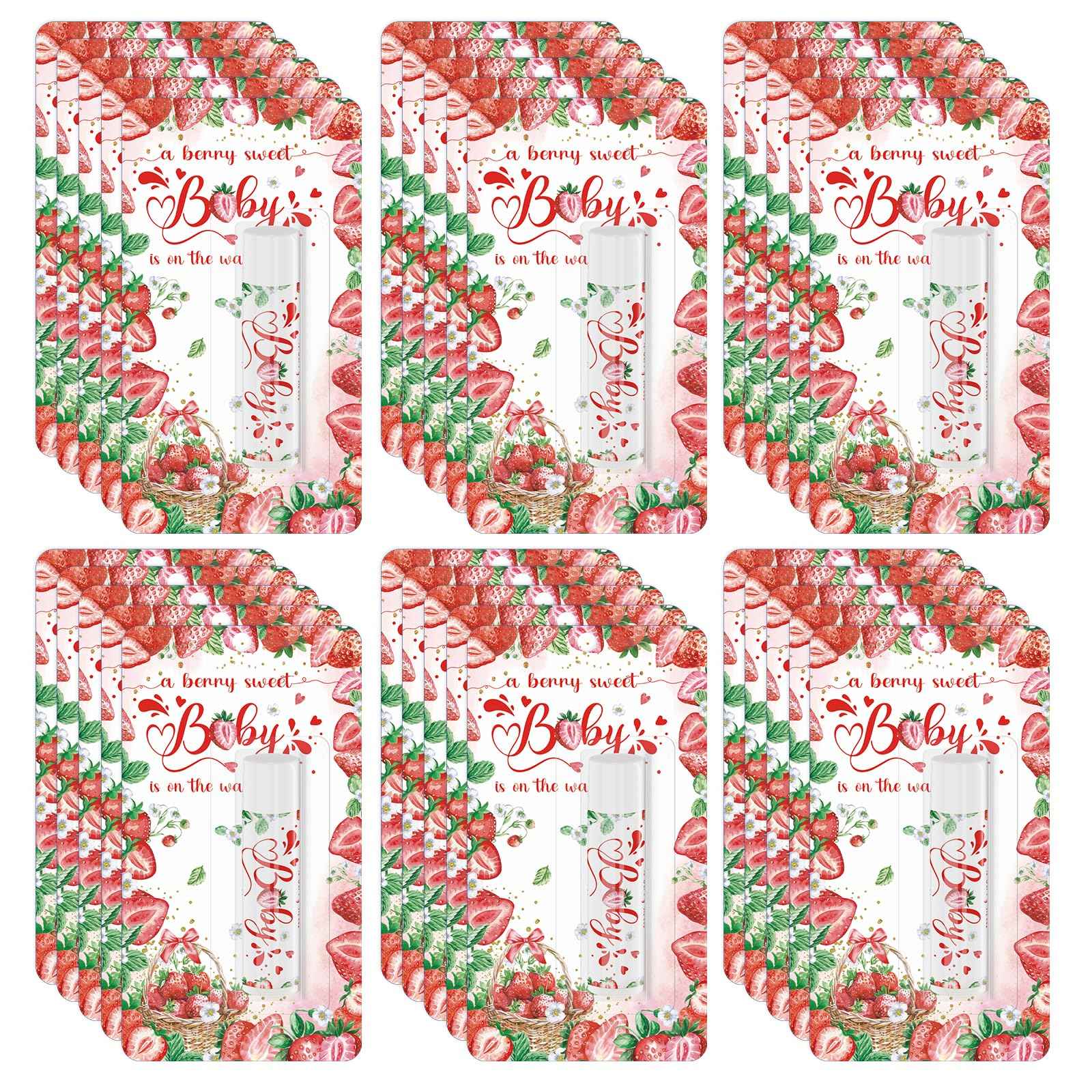 30 Pack Strawberry Baby Shower Games Lip Balms Bulk Games Prizes Party Gifts for Guests Friends Gender Reveal Favors Decorations Souvenirs Baby Thanksgiving Christmas Gift Bags Stuffers(Strawberry)