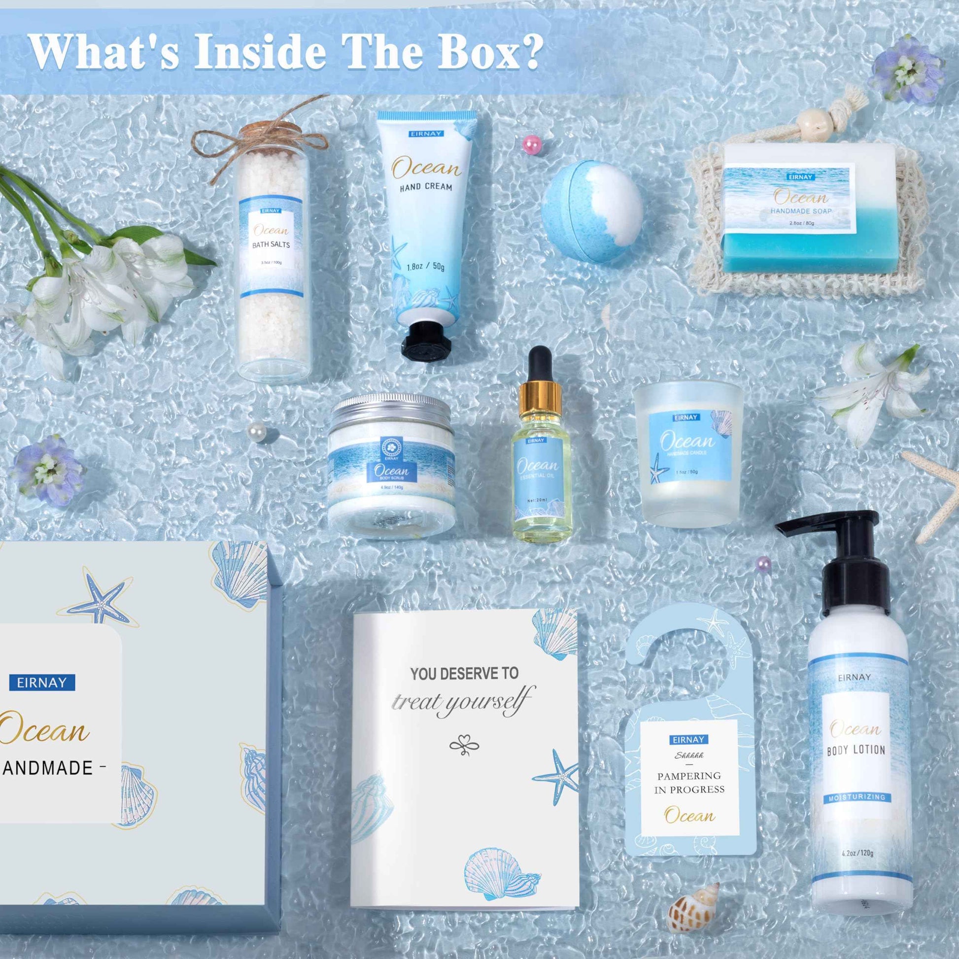 Gifts for Women, Birthday Gifts for Women, 12Pcs Ocean Relaxing Spa Gifts Basket, Bath and Body Gifts Set, Self Care Package for Mom, Wife, Girlfriend, Sister, Female Friends