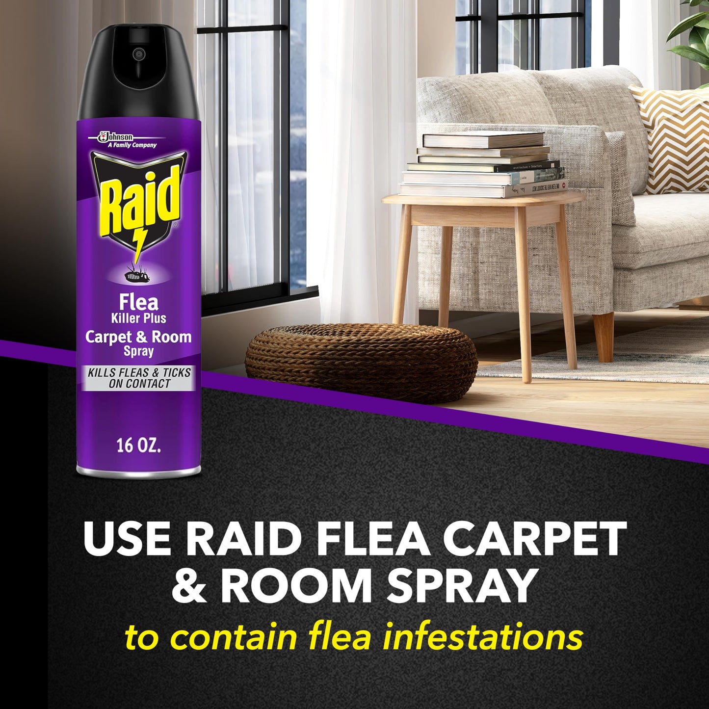 Raid Flea Killer Carpet & Room Spray, Kills hatching eggs for up to 4 months, 16 Oz