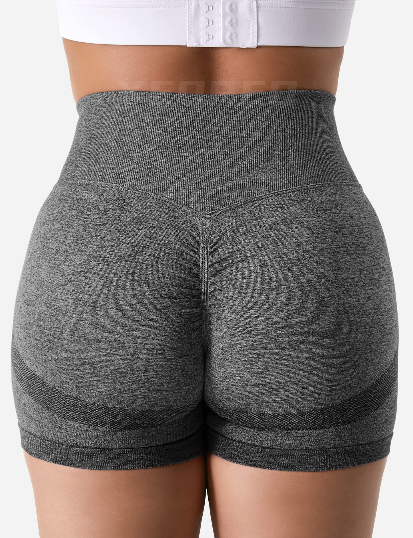 YEOREO Professional Women Workout Shorts 3.6" Scrunch Shorts Seamless High Waisted Contour Gym Yoga Biker Shorts Dark Gray