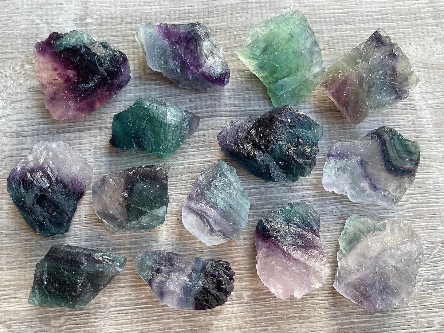 GAF TREASURES Wholesale Raw Rainbow Fluorite Crystals, Natural Rainbow Fluorite Stone, Natural Rough Rainbow Fluorite Crystals, Rainbow Fluorite Healing Crystals (Rainbow Fluorite, 0.25 Pound)