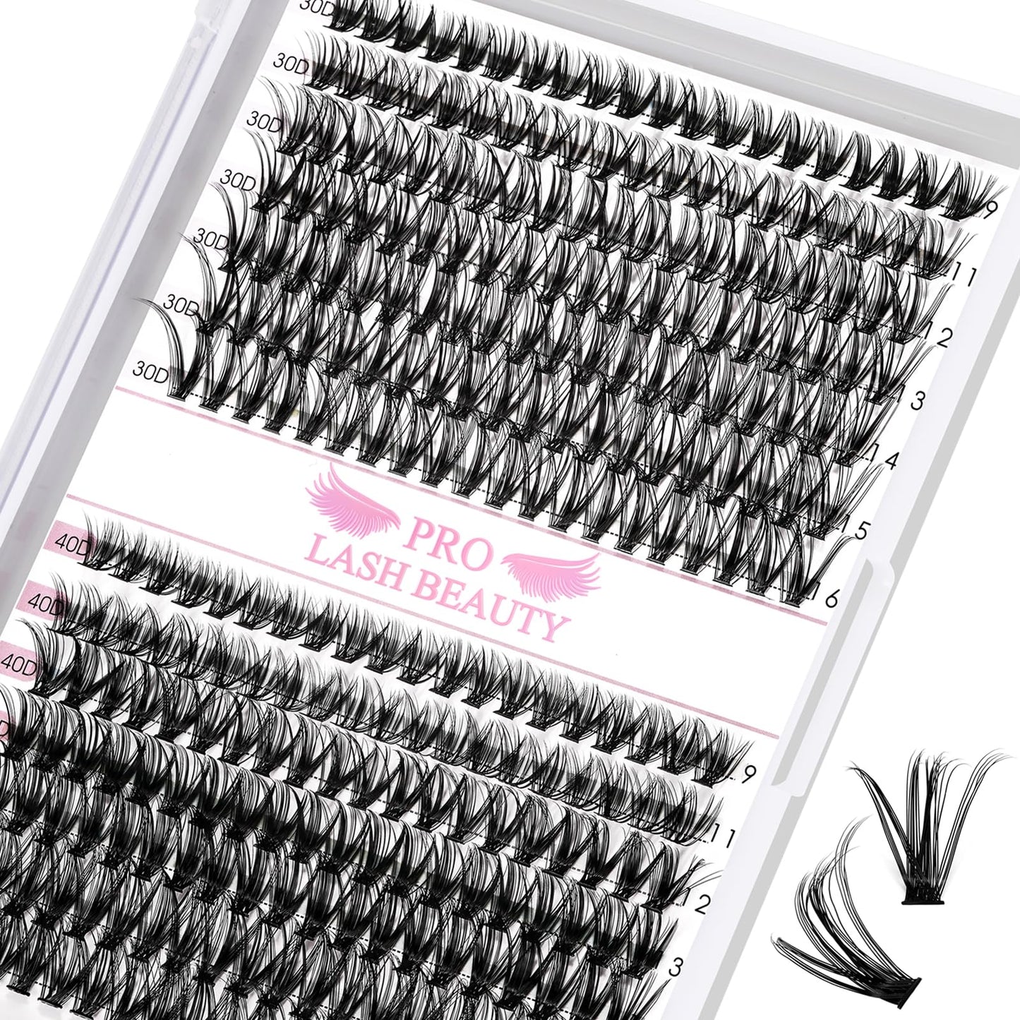 280 Pcs Individual Lashes 30D+40D Mixed Lash Clusters 14 Rows that Look Like Eyelash Extensions DIY Lash Extension Self Application At Home (30+40-D-9-16mix)