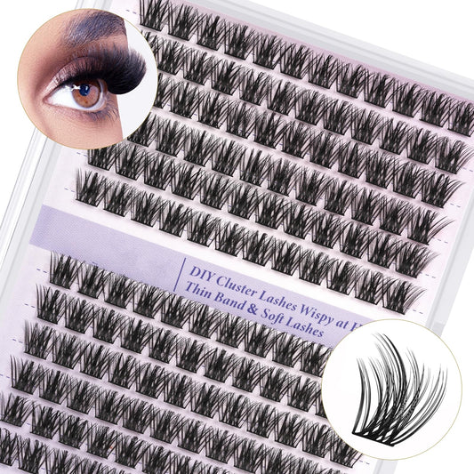 Lash Clusters B62 Clusters Lashes 144 PCS Eyelash Clusters D Curl 14mm Individual Lashes Wispy Volume False Eyelashes Soft Lightweight DIY Eyelash Extension at Home (B62,D14mm)