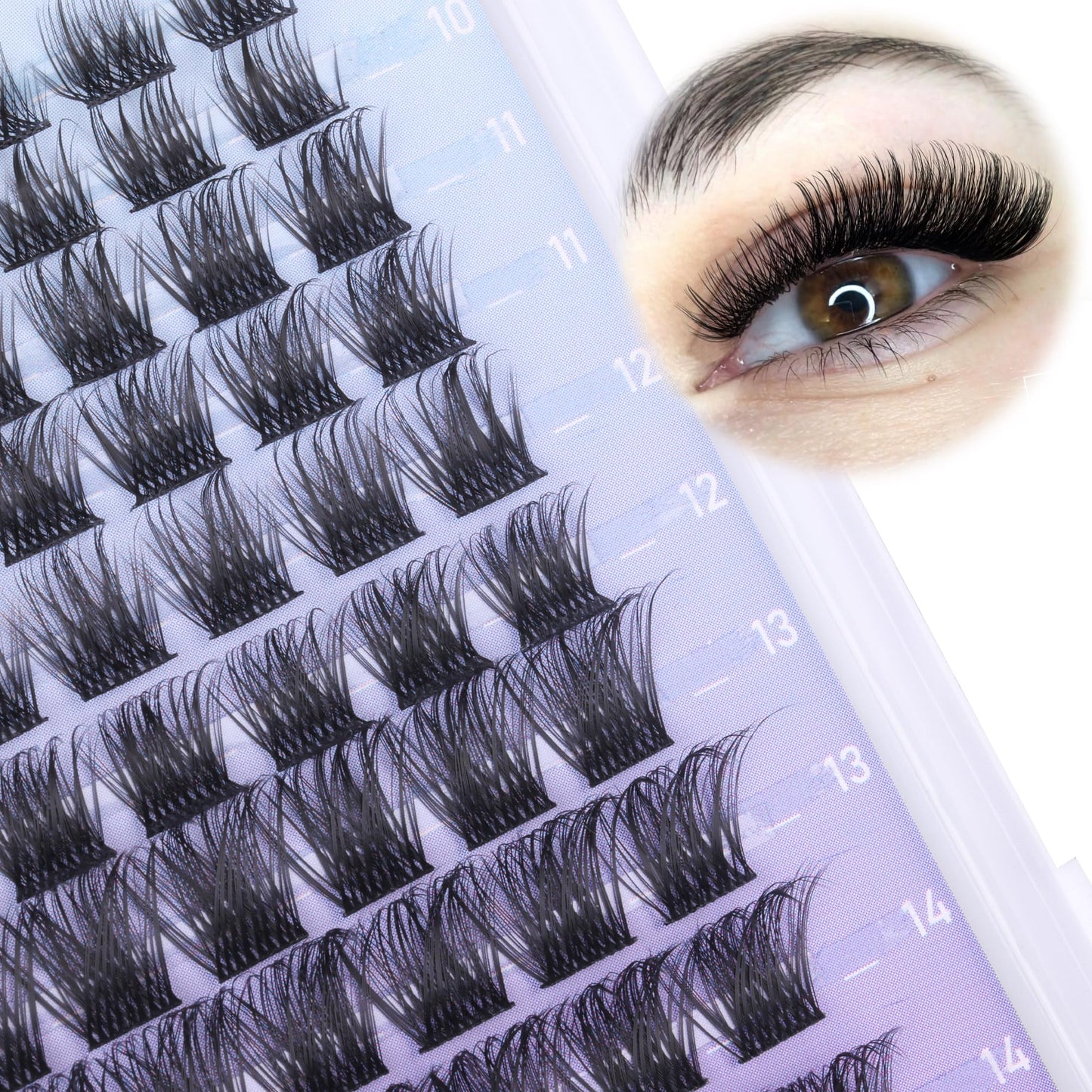 Geeneiya Mink Cluster Lashes Kit D Curl Lash Extension Kit 9-16mm Cluster Eyelash Extensions Kit Natural Individual Lashes with Waterproof Lash Bond and Seal, Lash Remover for Clusters,Tweezers(0.05D)