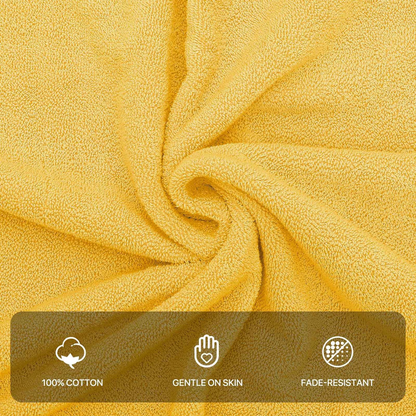 MoNiBloom 12-Piece 100% Cotton Face Wash Cloth Set for Bathroom Home Hotel Spa Gym Yoga Shower Highly Absorbent Ultra Soft Quick-Dry (Lemon Yellow)