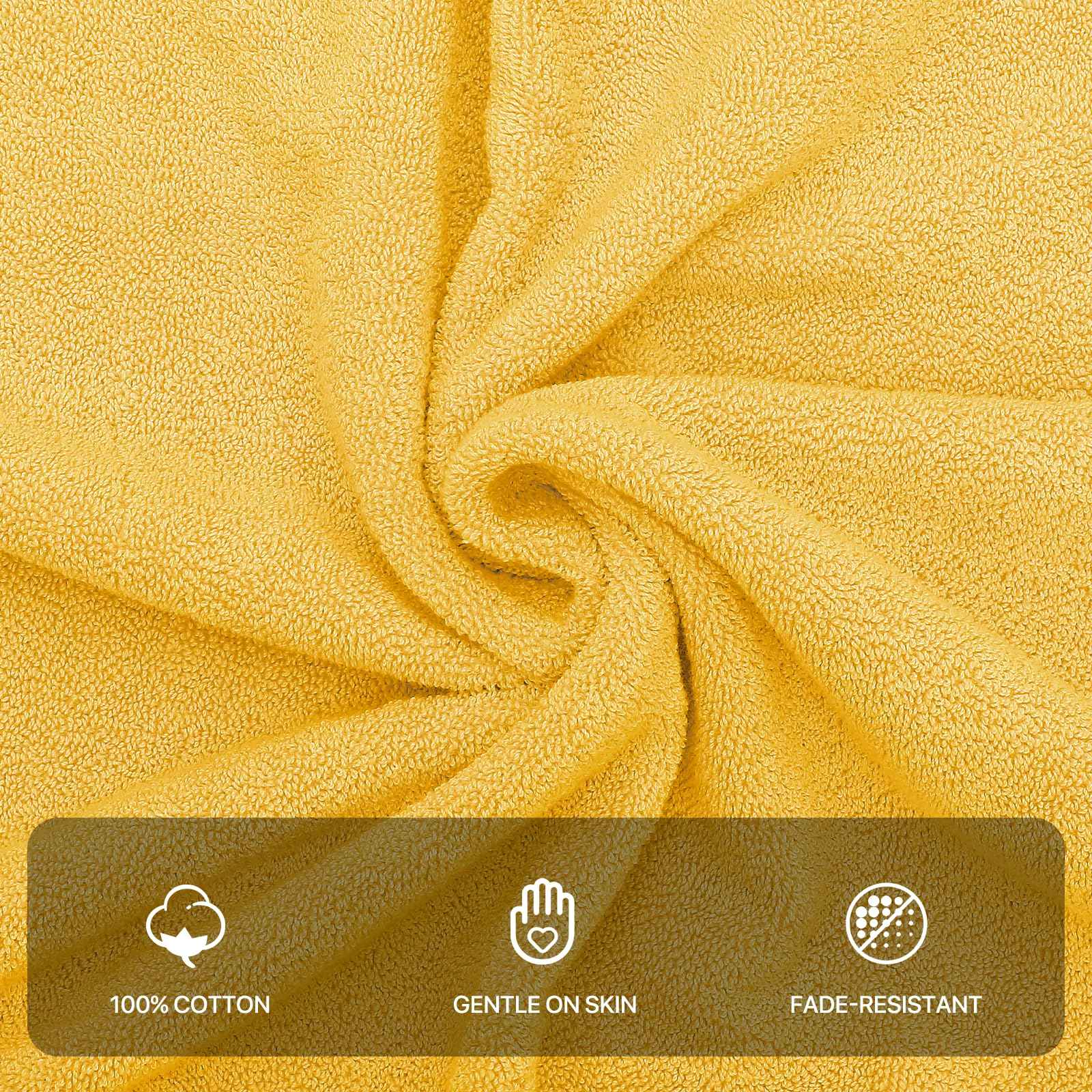 MoNiBloom 12-Piece 100% Cotton Face Wash Cloth Set for Bathroom Home Hotel Spa Gym Yoga Shower Highly Absorbent Ultra Soft Quick-Dry (Lemon Yellow)