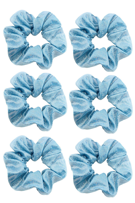 Otyou 6 Pack Glitter Rich Tones Cheer Hair Scrunchies Metallic Scrunchy Bobbles Elastic Hair Bands Ties Christmas Hair Accessories Fashion Wrist Band for Women Girls Dance Recital,Birthday Shirt,Themed Party Festivals Pony Tails and Buns (Blue)