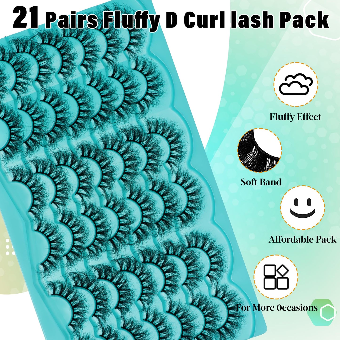 20-25MM Faux Mink Eyelashes 3D Wispy Lashes DCurl Lashes Strip 21Pairs Dramatic False Eyelashes Pack 20MM Natural Lashes Soft&Matte Russian Eyelashes Thick Cat Eye Look Lashes By Anforlin