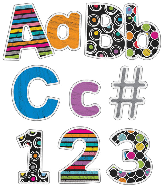 Carson Dellosa 219-Piece 4 Inch Colorful Chalkboard Cutout Letters for Bulletin Boards, Numbers, Punctuation & Symbols, Multi-Pattern Bulletin Board Letters, Classroom Letters for Bulletin Board