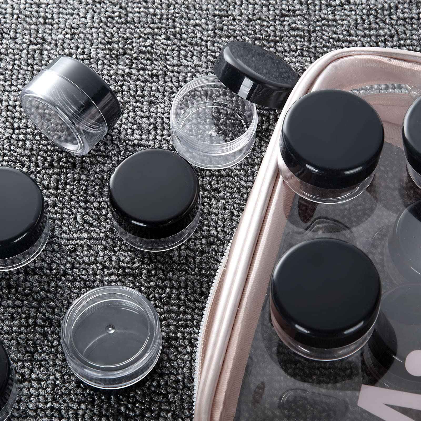 ZIQI 100 Pieces Sample Empty Containers, 20g Clear Cosmetic Container Jars with Lids, Plastic Pot Makeup Jars for Cosmetics, Cream, Lip Balm, Lip Scrub, Ointments-Leak Proof