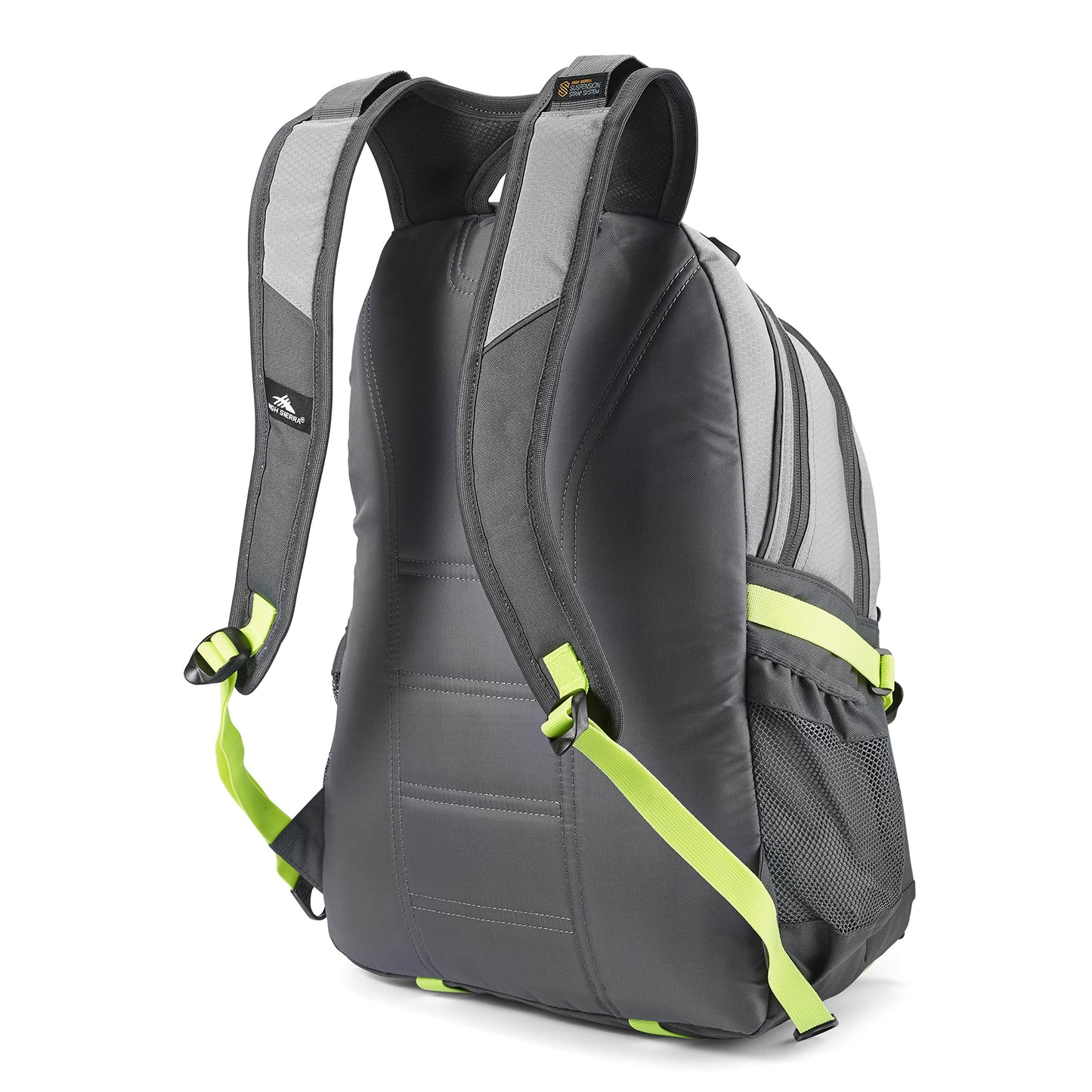 High Sierra Loop Backpack, Travel, or Work Bookbag with tablet sleeve, One Size, Steel Grey/Mercury/Neon Green