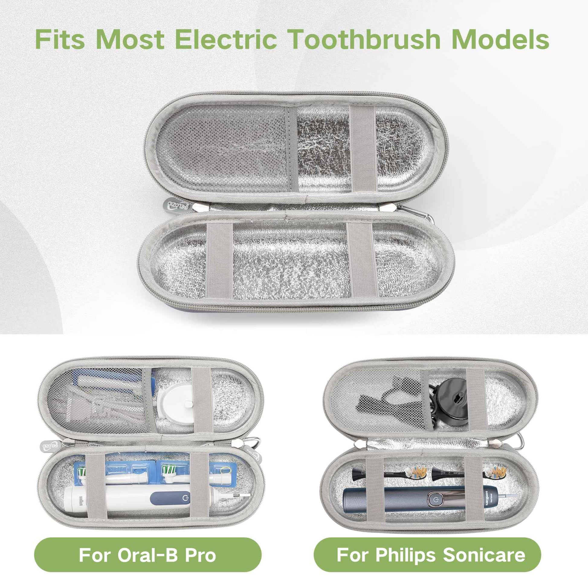 Gelozid Electric Toothbrush Travel Case Carrying Bag,Mesh Pocket for Accessories and Soft Lining inside the Case for Protection,Toothbrush Storage Bag Holder,Perfect for Travel and Daily Use (Black)