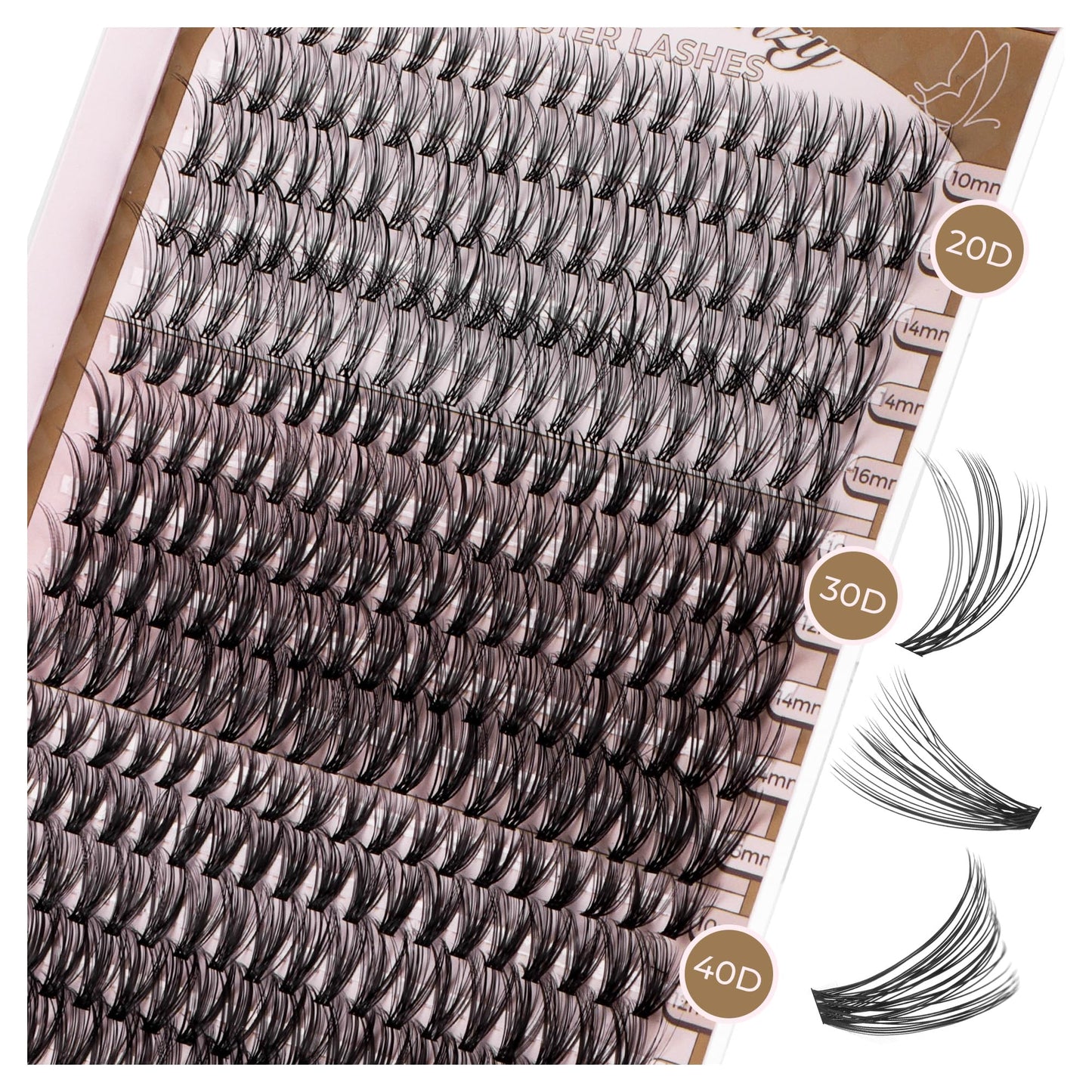 LASHVIEW Lash-Extension-Clusters 300pcs D Curl Lash Clusters Natural Look Cluster Lashes Extensions Super Thin Band & Soft Lashes Reusable 9-16mm MIX (20D&30D&40D)