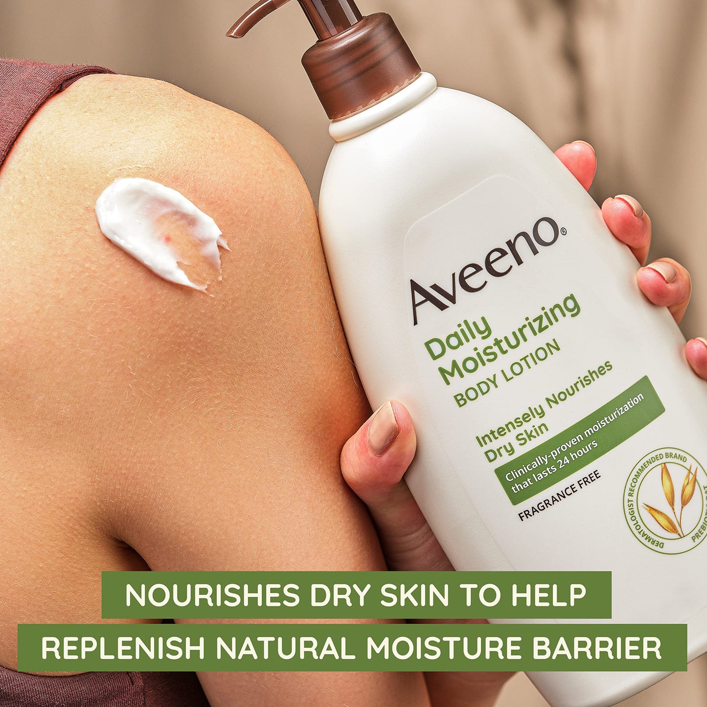 Aveeno Sheer Hydration Daily Moisturizing Fragrance-Free Lotion with Nourishing Prebiotic Oat, Fast-Absorbing Body Moisturizer for Dry Skin with Lightweight, Breathable Feel, 18 fl. oz