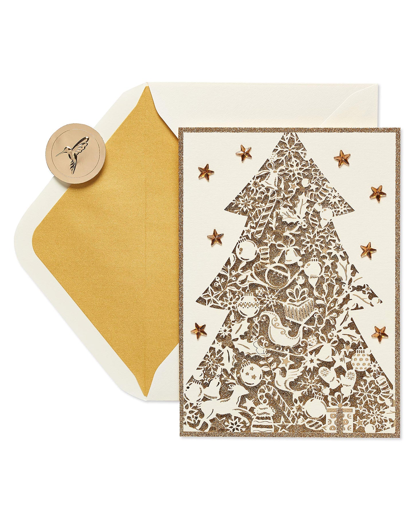 Papyrus Boxed Christmas Cards with Envelopes, Joyful Christmas and Wonderful New Year, Gold Christmas Tree (8-Count)