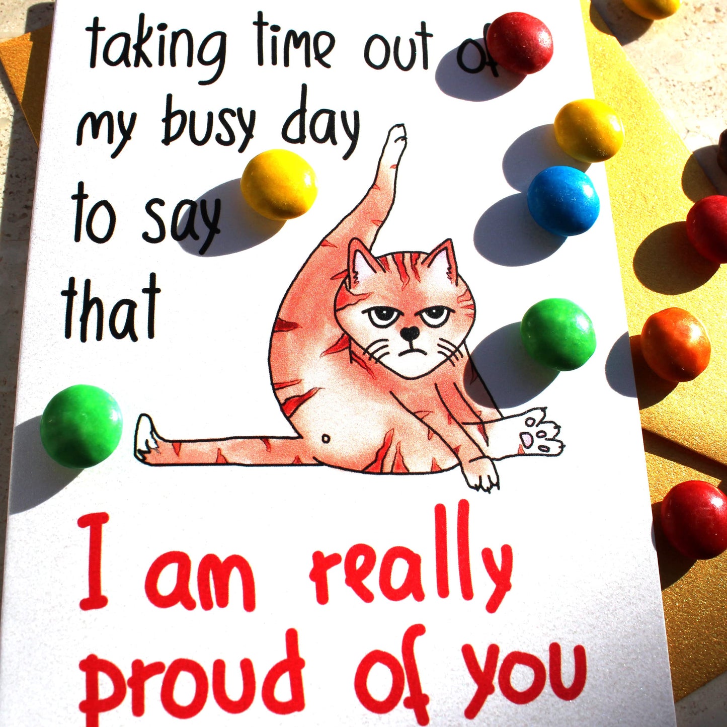 I Am Really Proud of You Card w. Ginger Cat, Funny Handmade Congratulations Card, New Job, Work Promotion, Retirement, Graduation Congrats to Graduate, Coworker, Colleague, Boss, Friend, Son, Daughter