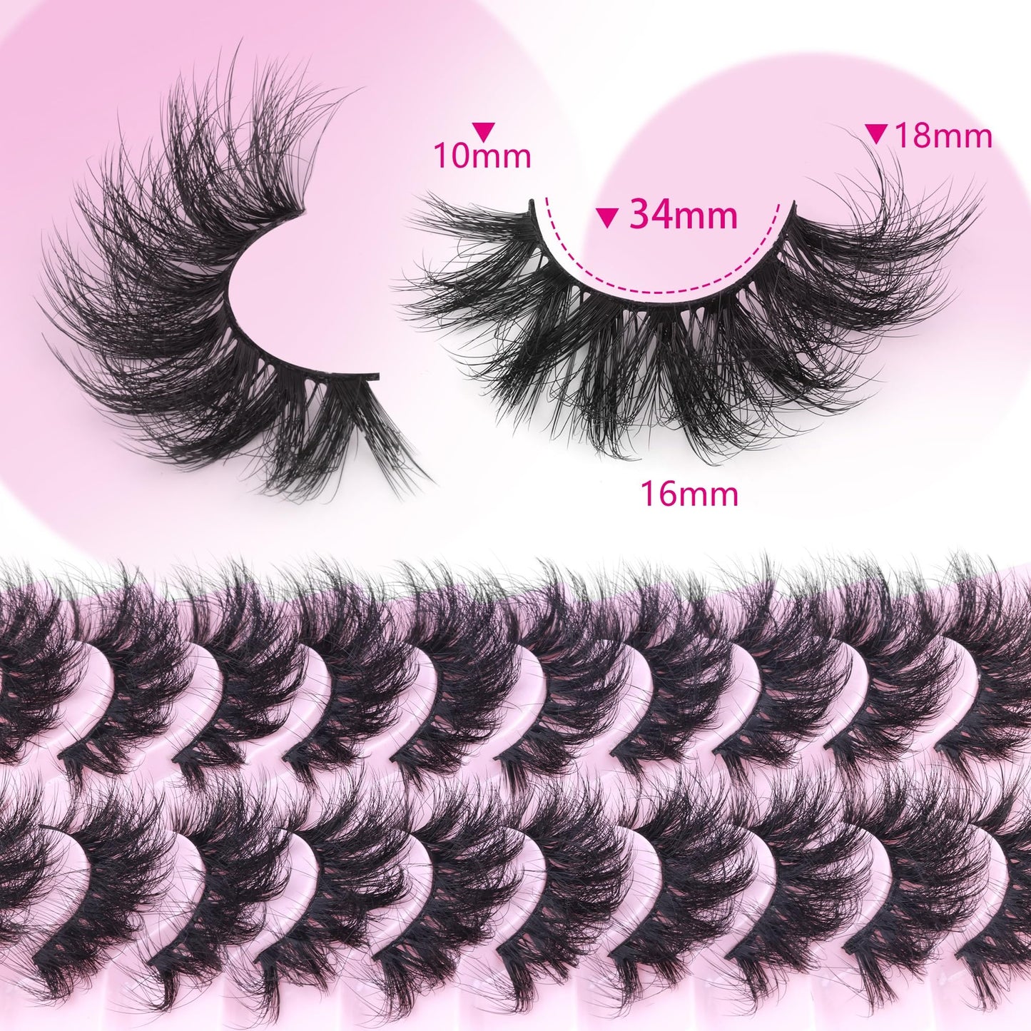 Cat Eye Lashes Fluffy Mink Eyelashes Strip Lashes Natuarl Look Wispy Eye Lashes Pack 5D Volume Fake Lashes Geeneiya