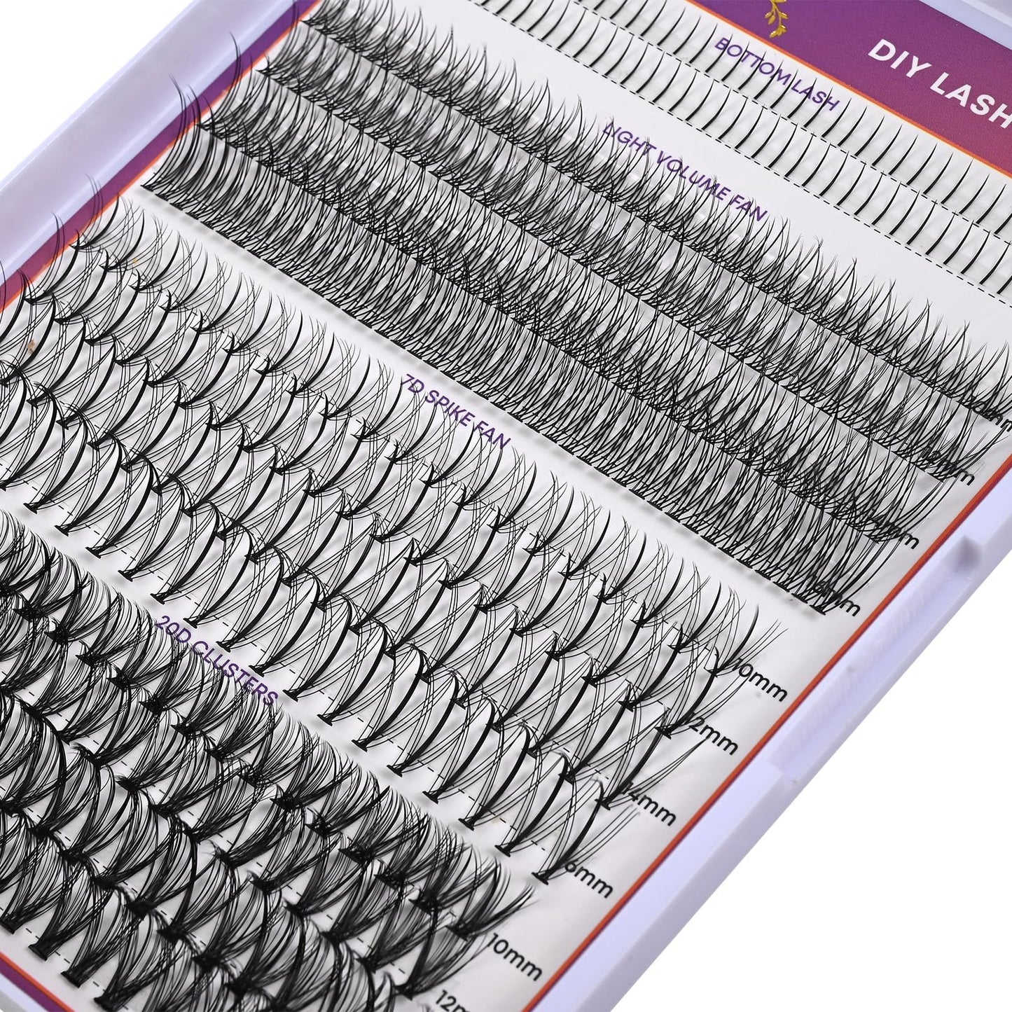 Wleec Beauty Lash Clusters with Bottom Lashes, 320PCS D Curl Lash Clusters Wispy Multi-type 7D Spike Fan Eyelash Clusters Mixed 10-16mm 20D Individual Lashes Natural for DIY Lash Extensions at Home