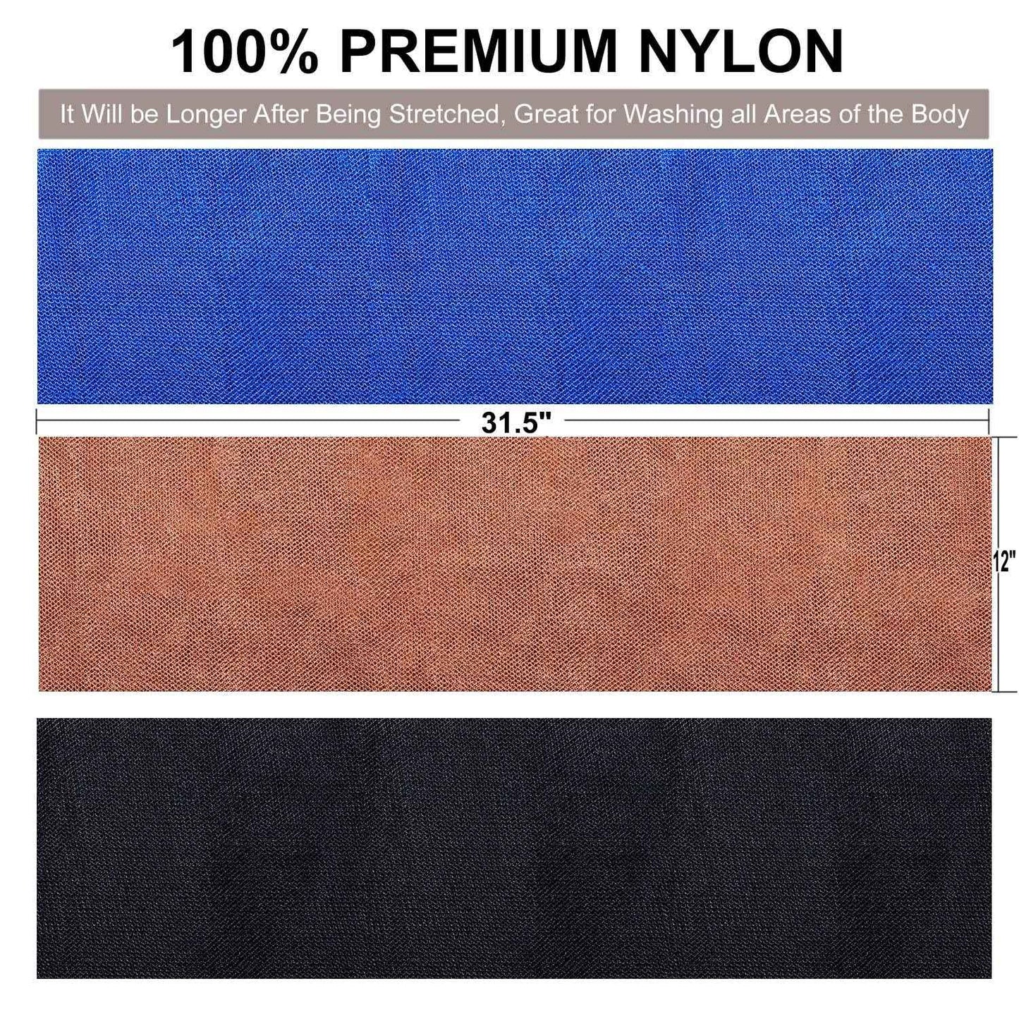 TUZIER African Net Sponge 3 Pieces African Exfoliating Net African Bath Sponge Scrubbing Rag Net African Wash Shower Long Net Body Scrubber