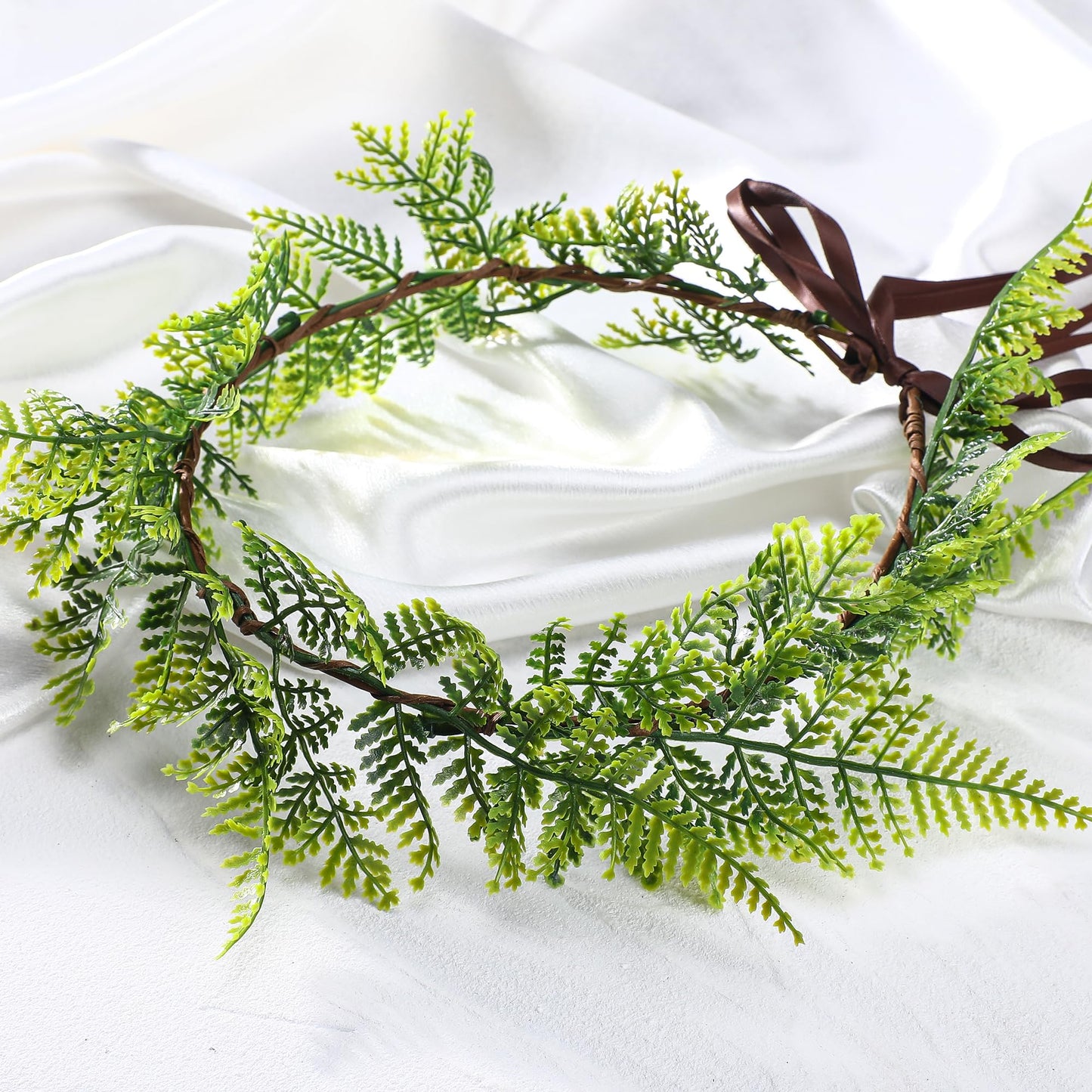 KorViSHOW Bridal Green Leaf Crown - Bohemian Flower Crown Laurel Crown Artificial Floral Headband for Wedding Birthday Party Festival Photoshoot Props