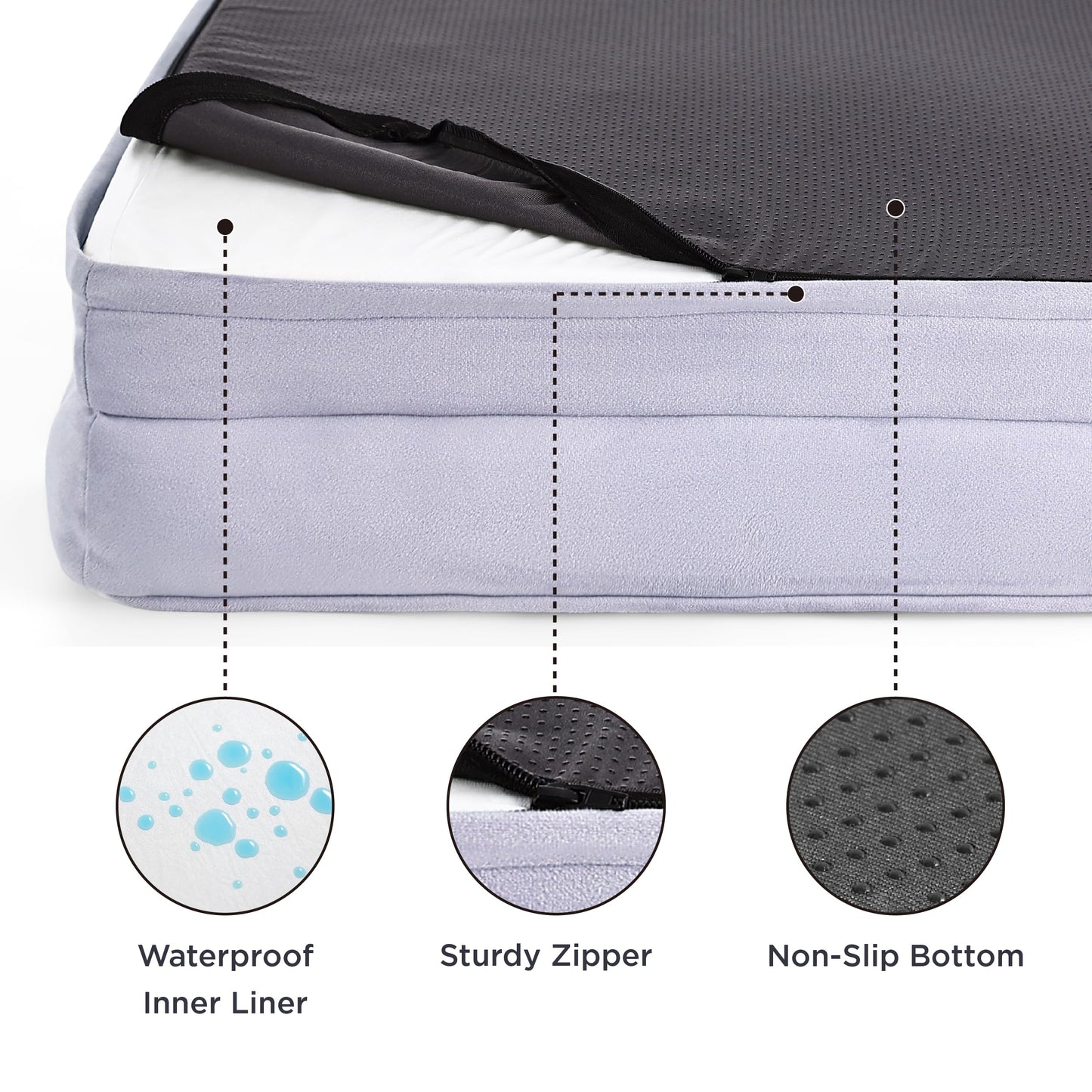 Bedsure Small Orthopedic Dog Bed - Washable Bolster Dog Sofa Beds for Small Dogs, Supportive Foam Pet Couch Bed with Removable Washable Cover, Waterproof Lining and Nonskid Bottom Couch, Lavender