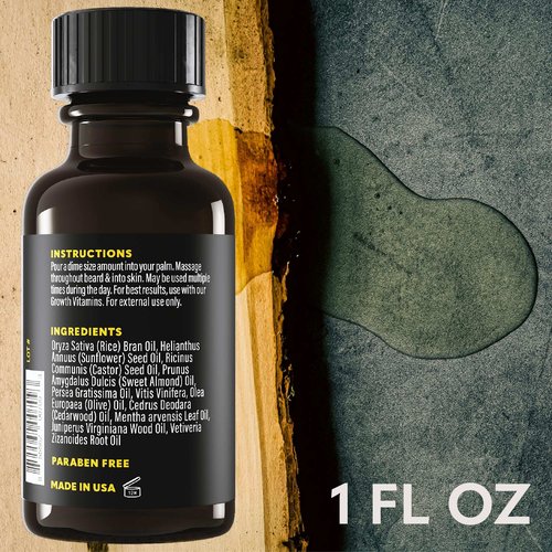 Beard Club - Beard Growth Serum with Natural Castor, Coconut and Avocado to Grow a Thicker, Fuller Beard, Fill in Patches and Stimulate Healthier Facial Hair Growth