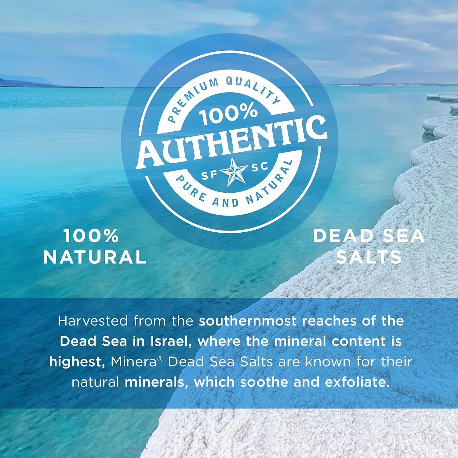 Minera Fine Grain Dead Sea Salt for Bath & Soaking – 2 lbs, Fast-Dissolving, 100% Pure & Natural, Unscented, Skin-Nourishing Sea Salt