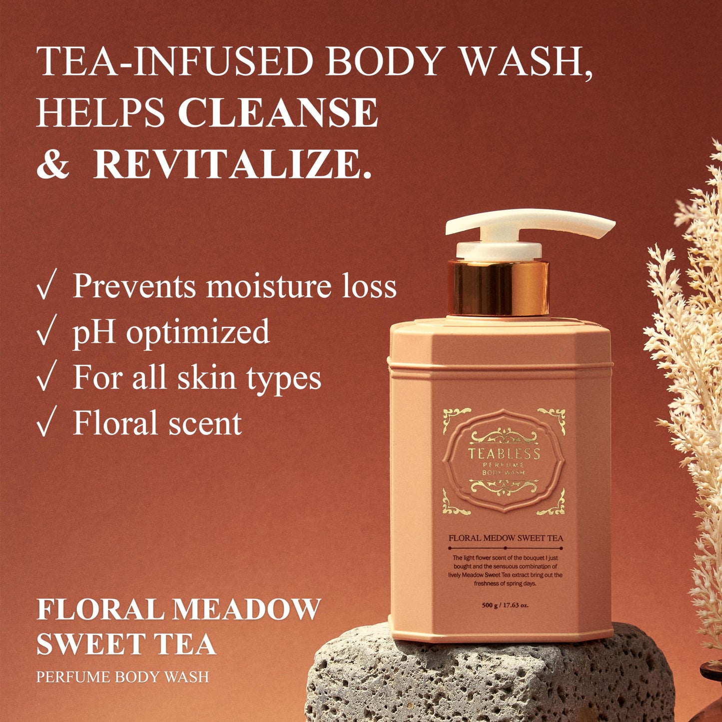 Perfumed Body Wash Woman Floral Medow Sweet (17.63oz/500ml) - Hydrating Body Cleanser for Sensitive Skin - Korean Skin Care with Herbs - Gentle, Moisturizing, Non-Sticky, Grapefruit Jasmine Scent