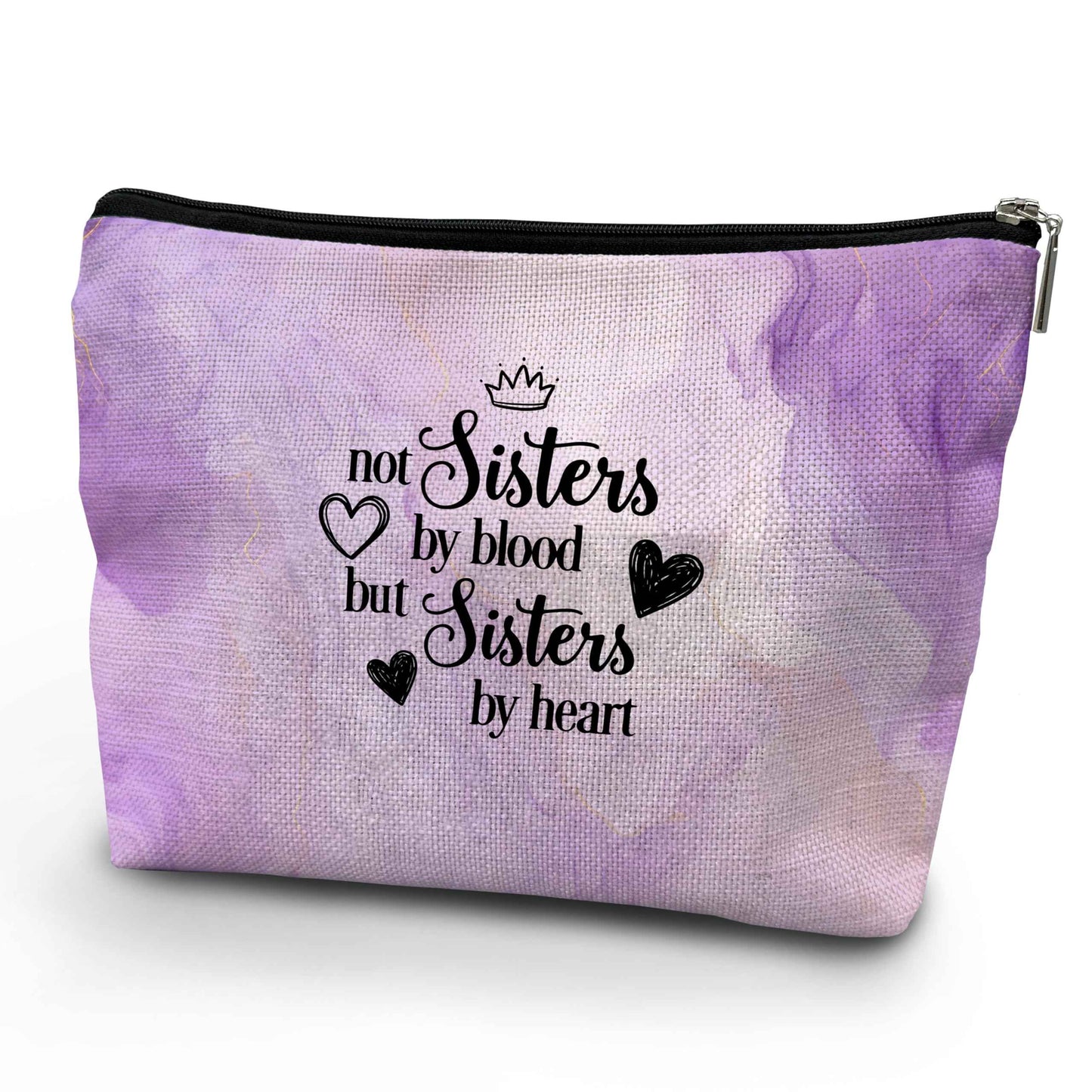 NATSUNO Sister Makeup Bag,Sister Cosmetic Bag,Gifts For Sisters From Sisters,Purple Makeup Bag,Gifts For Sister,Cute Makeup Bags,Girls Makeup Bag,Not Sisters By Blood But Sisters By Heart Makeup Bag