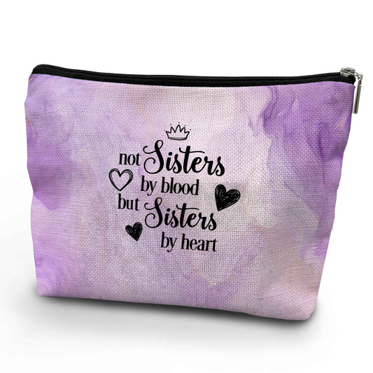 NATSUNO Sister Makeup Bag,Sister Cosmetic Bag,Gifts For Sisters From Sisters,Purple Makeup Bag,Gifts For Sister,Cute Makeup Bags,Girls Makeup Bag,Not Sisters By Blood But Sisters By Heart Makeup Bag