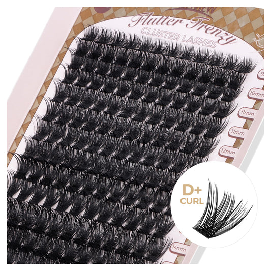 LASHVIEW Lash-Extension-Clusters 168pcs D+ Curl Lash Clusters Natural Look Cluster Lashes Extensions Super Thin Band & Soft Lashes Reusable 9-16mm MIX (56D)