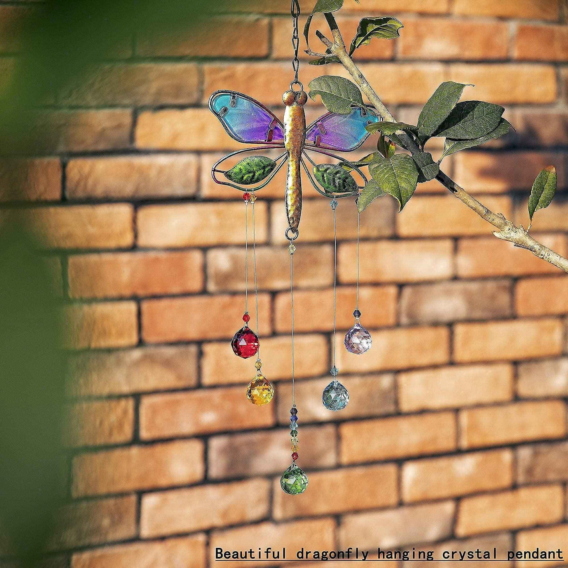 Dragonfly Glass Perfume Bottle and Hanging Crystal Suncatcher Pendant3