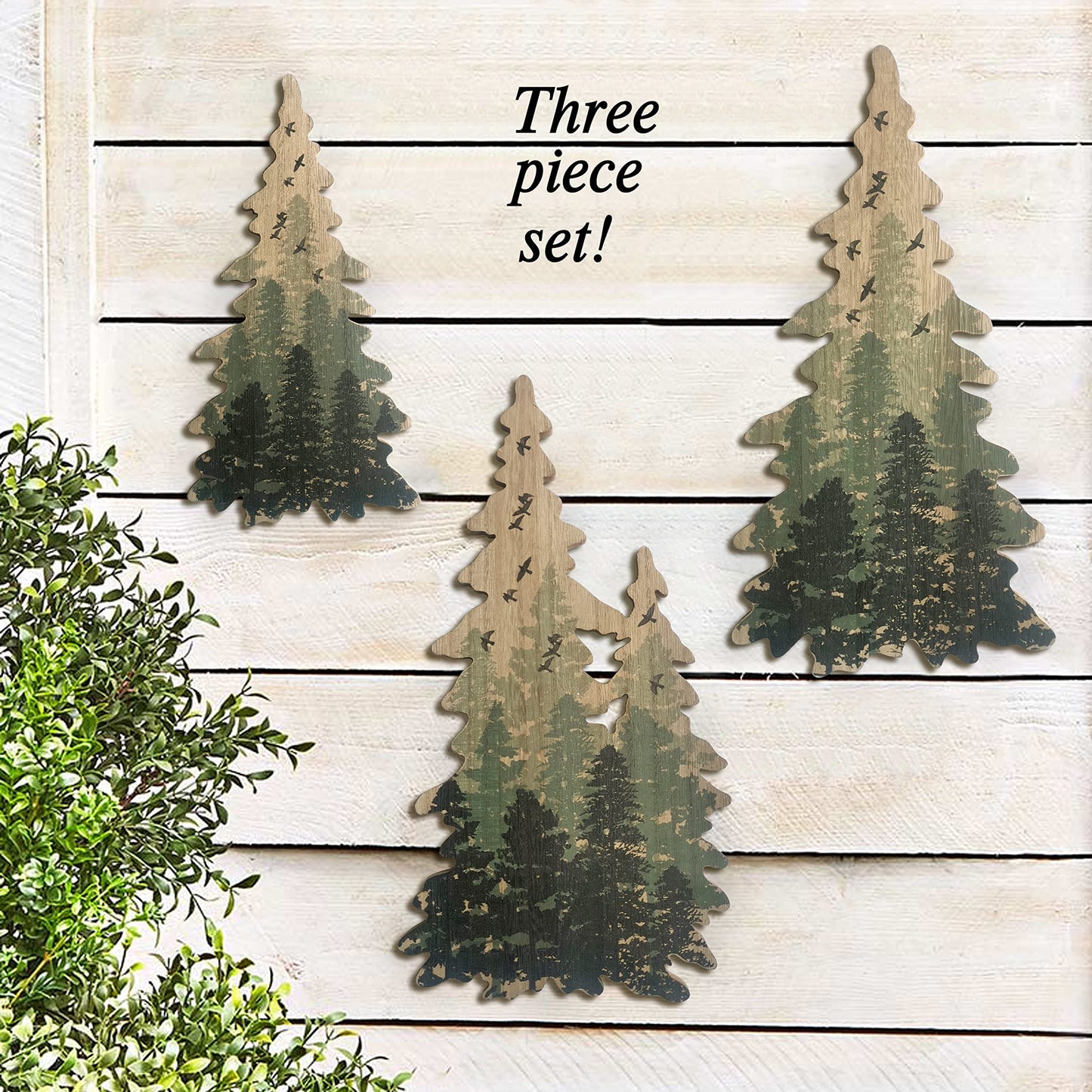 Limygus Woodland Wall Art Paintings Bushes Wall Decorations Set of 3