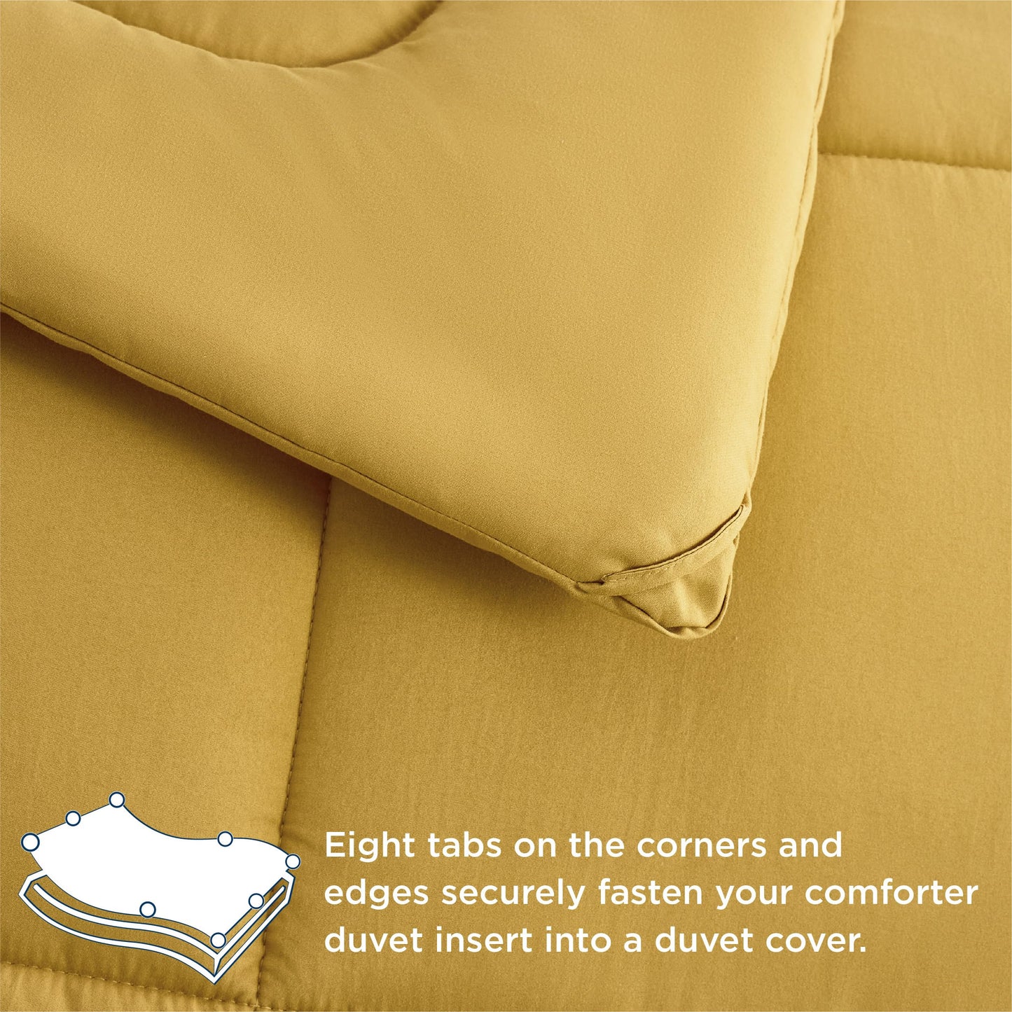 Bedsure Comforter Duvet Insert - Quilted Comforters King Size, All Season Duvet, Down Alternative Bedding Comforter with Tabs(Mustard Yellow,King 90"x102")