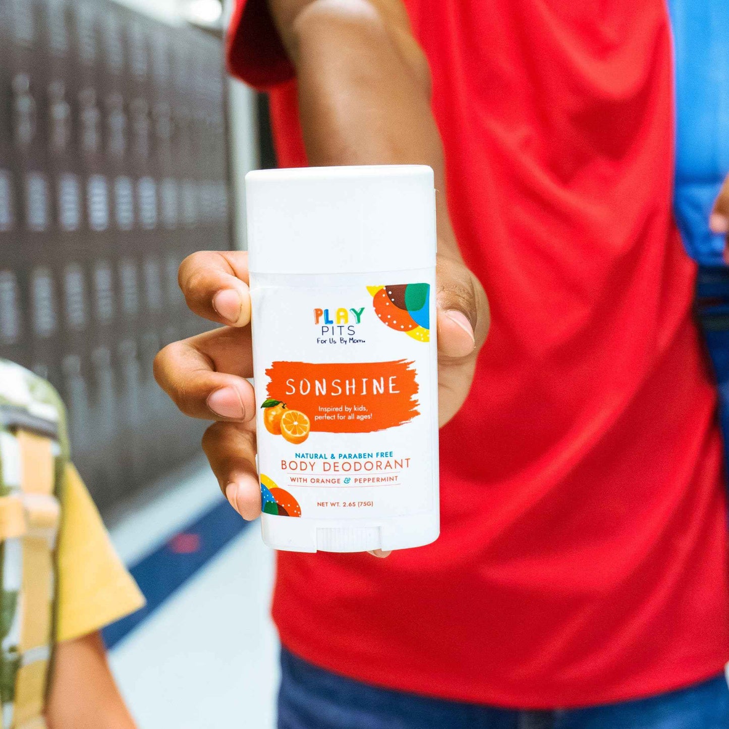 PLAY PITS - Kids Deodorant for Girls & Boys - Natural - Aluminum-Salt Free - Safe for Sensitive Skin – SONSHINE is Infused w/Orange & Peppermint Oils - Non-Toxic & Paraben Free - 2.65oz - 2pk