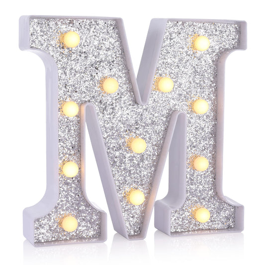 Foaky Silver Light Up Letters,Party Decorations,Birthday Decorations for Night Light Birthday Party Christmas Gifts (M)