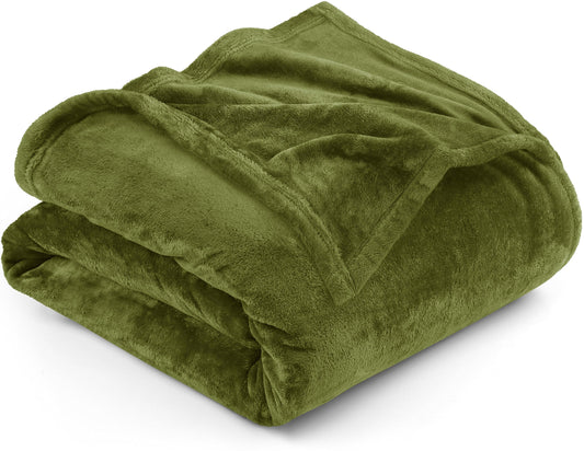 Utopia Bedding Fleece Blanket King Size Olive 300GSM Luxury Fuzzy Soft Anti-Static Microfiber Bed Blanket (90x102 Inches)