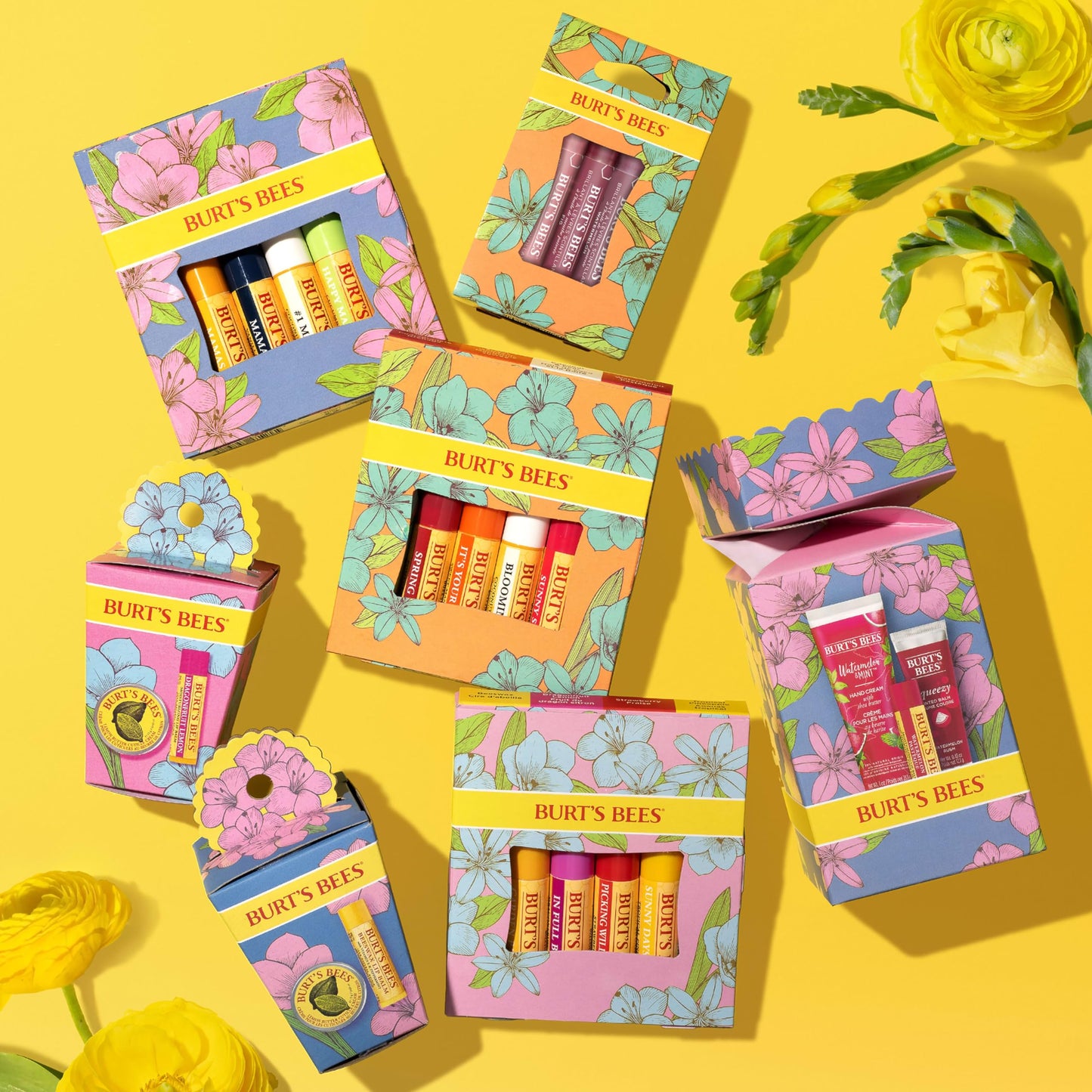 Burt's Bees Lip Balm Mothers Day Gifts for Mom - Balm Bouquet Set, Original Beeswax, Vanilla Bean, Cucumber Mint, Coconut & Pear Pack, Natural Origin Lip Treatment With Beeswax, 4 Tubes, 0.15 oz.