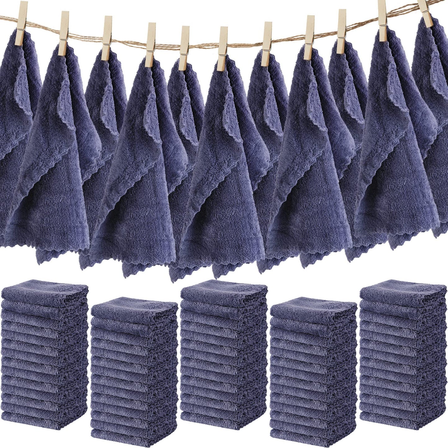 Newwiee 100 Pcs Washcloths Bulk Quick Drying Bathroom Wash Clothes 12 x 12 Inch Face Towels Microfiber Soft Hand Towel for Your Body Spa Fingertip(Dark Grey)