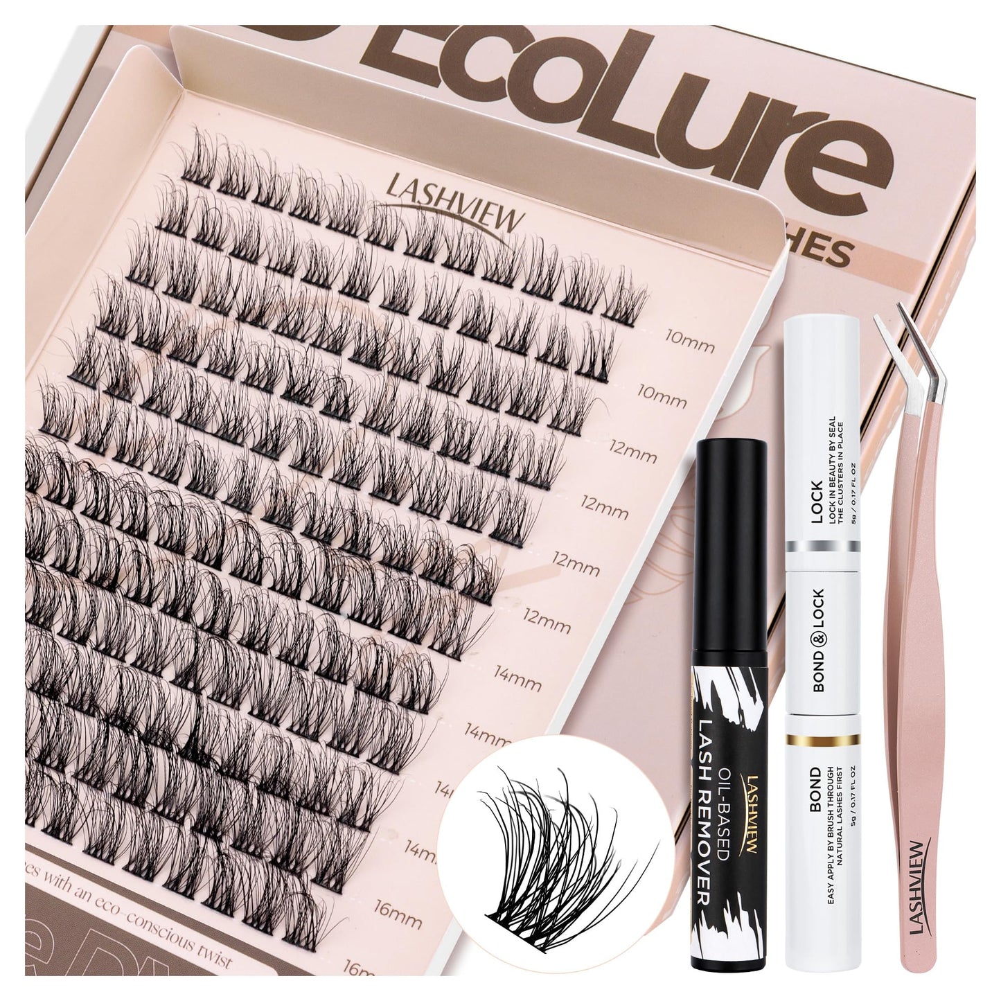 LASHVIEW Diy Eyelash Extension Kit, DIY Cluster Lashes, 10-16mm Multilayered Cluster Eyelash Extensions, Reusable Fluffy Individual Lashes Cluster(ML 05)