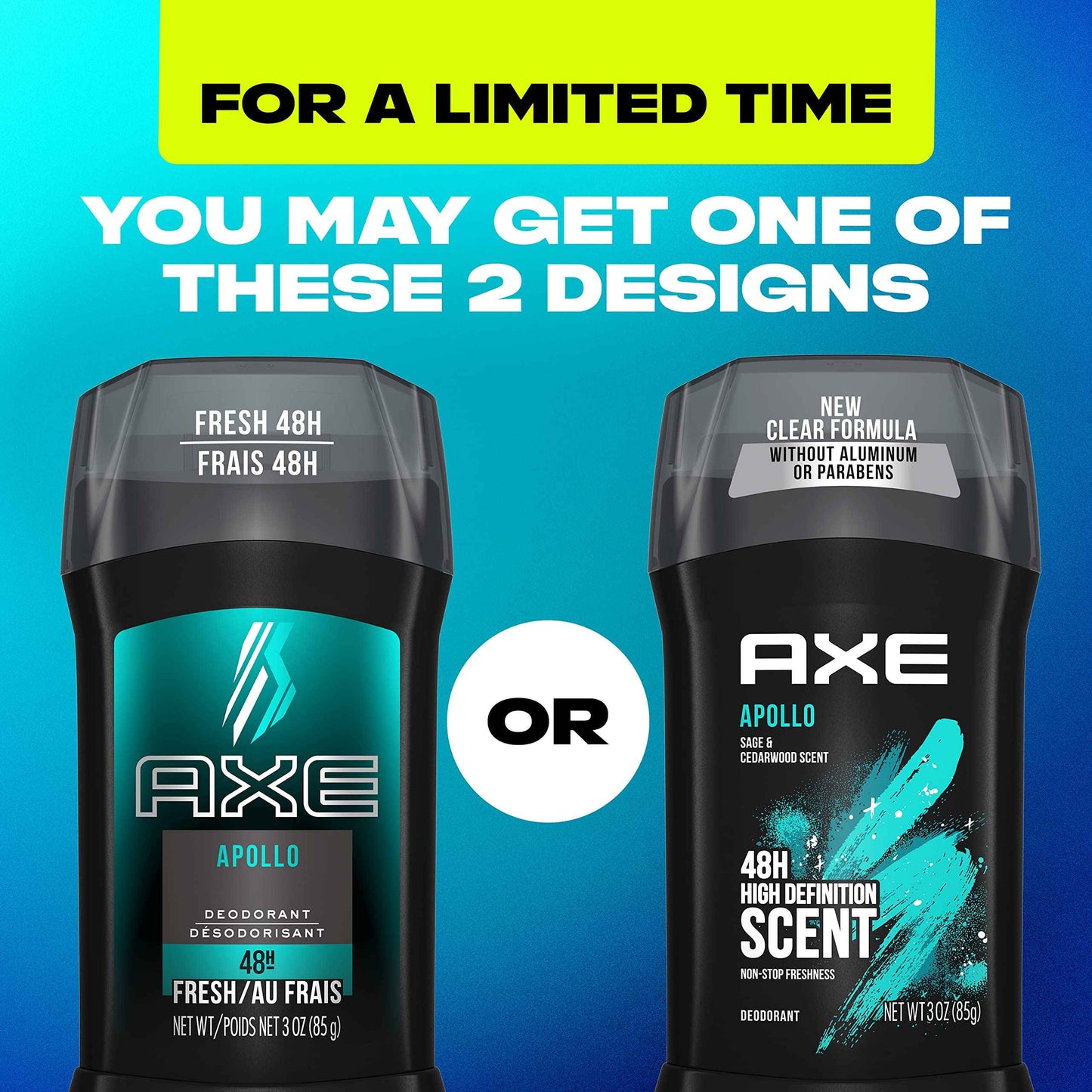 AXE Apollo Deodorant Stick 4 Count For Long Lasting Odor Protection, Sage And Cedarwood Men's Deo, Aluminum Free 3oz
