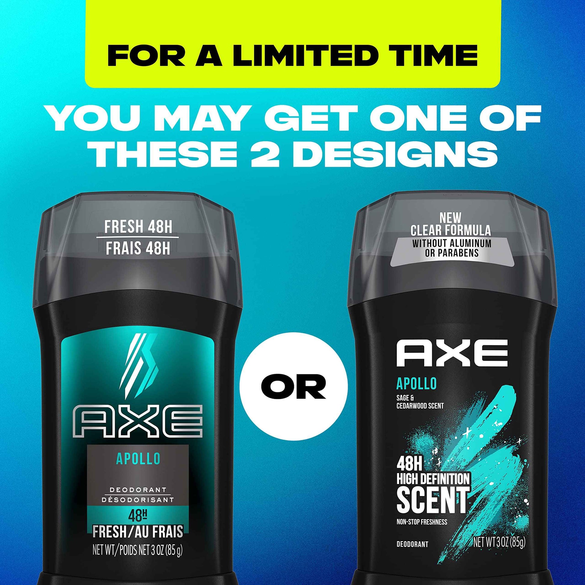 AXE Apollo Deodorant Stick 4 Count For Long Lasting Odor Protection, Sage And Cedarwood Men's Deo, Aluminum Free 3oz