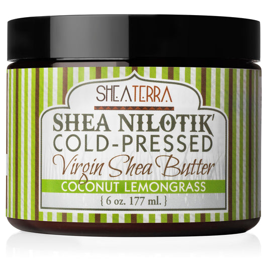 Shea Terra Organics 100% Organic Cold-Pressed Virgin Shea Butter – Coconut Lemongrass | Natural Anti-Aging Daily Skin, Nails & Hair Cream to Soften Dry Skin, Reduce Wrinkles & Stretch Marks – 6 oz