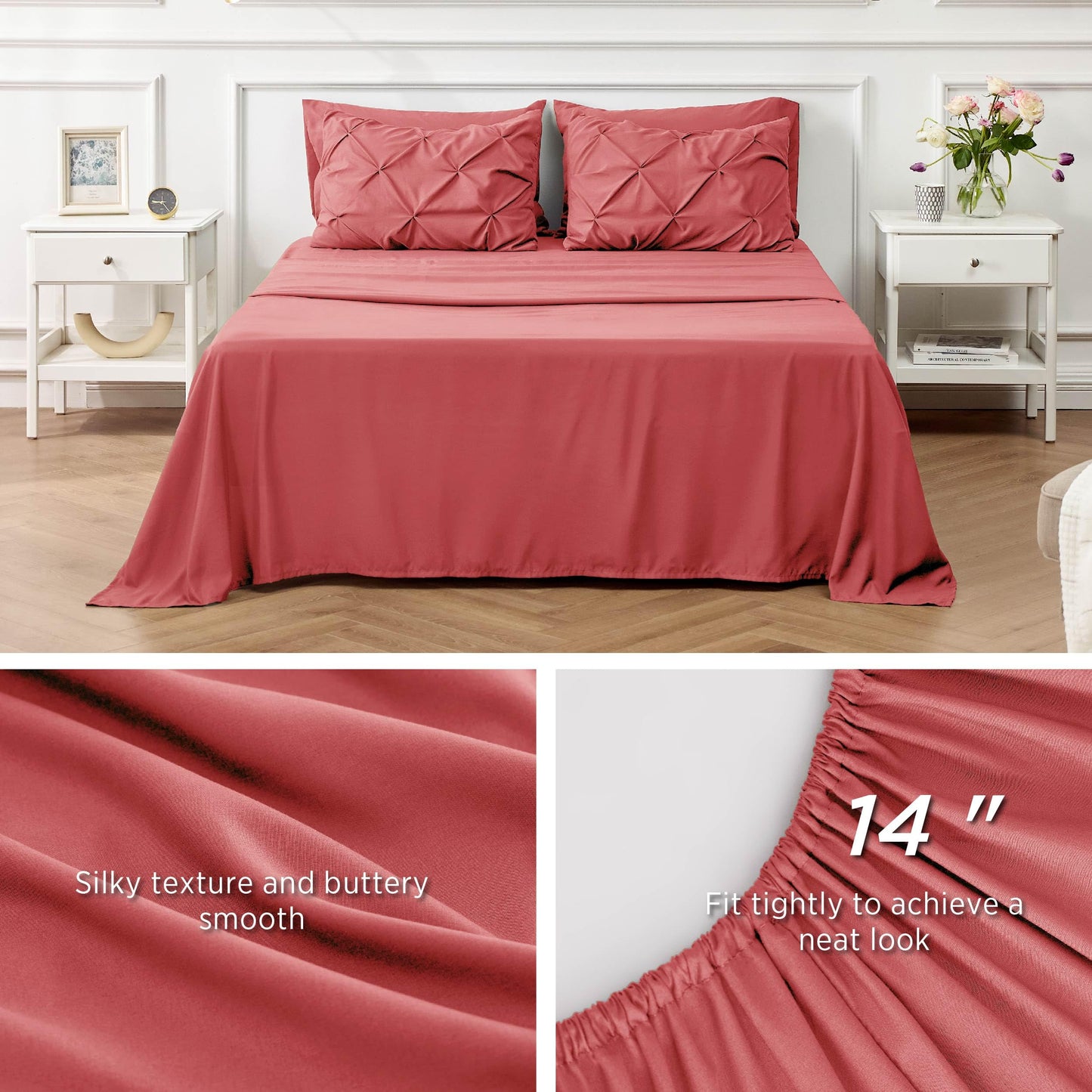 Bedsure Twin Comforter Set with Sheets - 5 Pieces Twin Bedding Sets, Twin Bed in a Bag with Comforter, Sheets, Pillowcase & Sham (Coral Red)