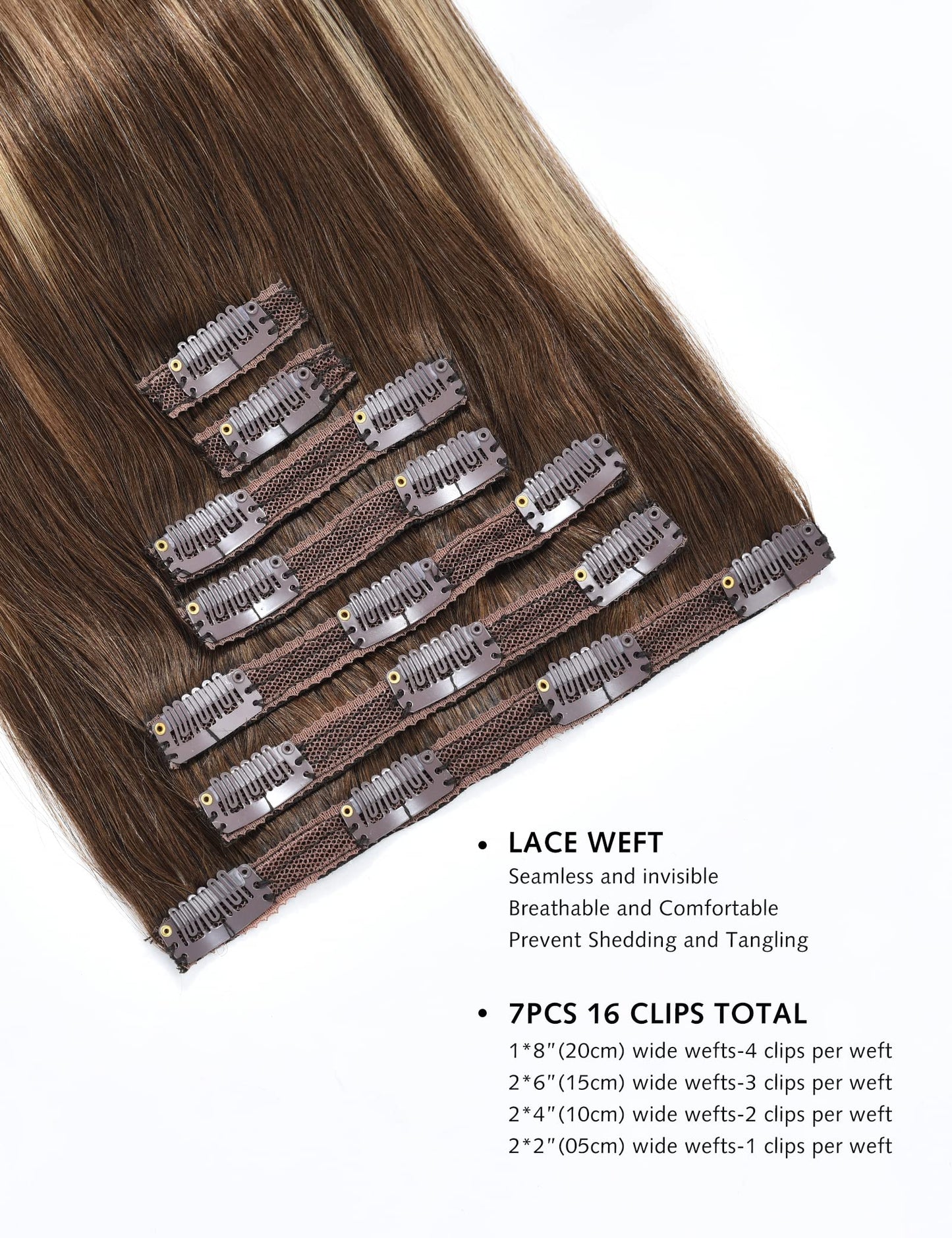 Yamel Remy Clip in Hair Extensions Human Hair 7Pcs 16 Clips Real Human Hair Extensions Clip