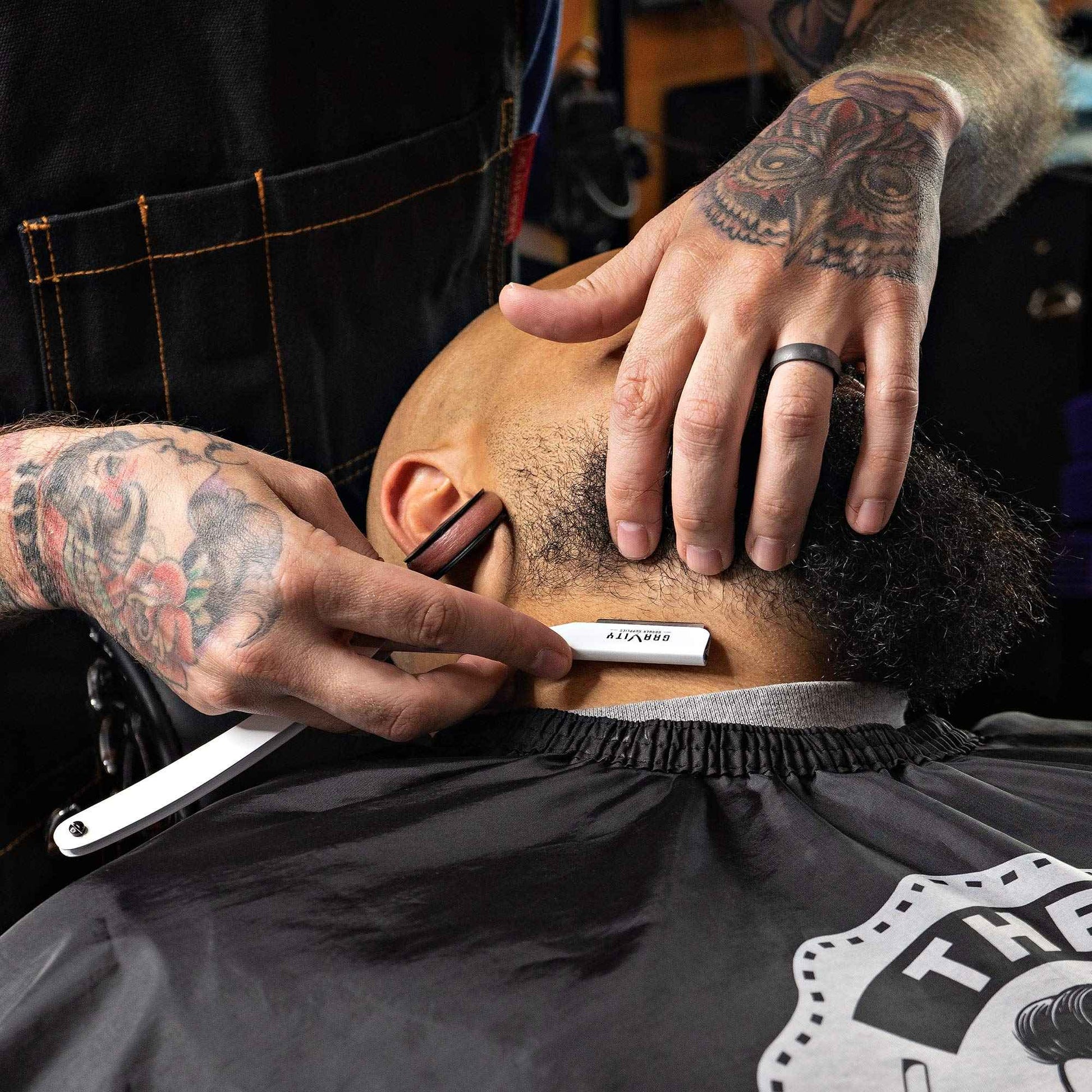 Professional Straight Razor Bundle - Stainless Steel Straight Razor Kit with 20 Gravity Premium Blades (Apollo13, "The OG")