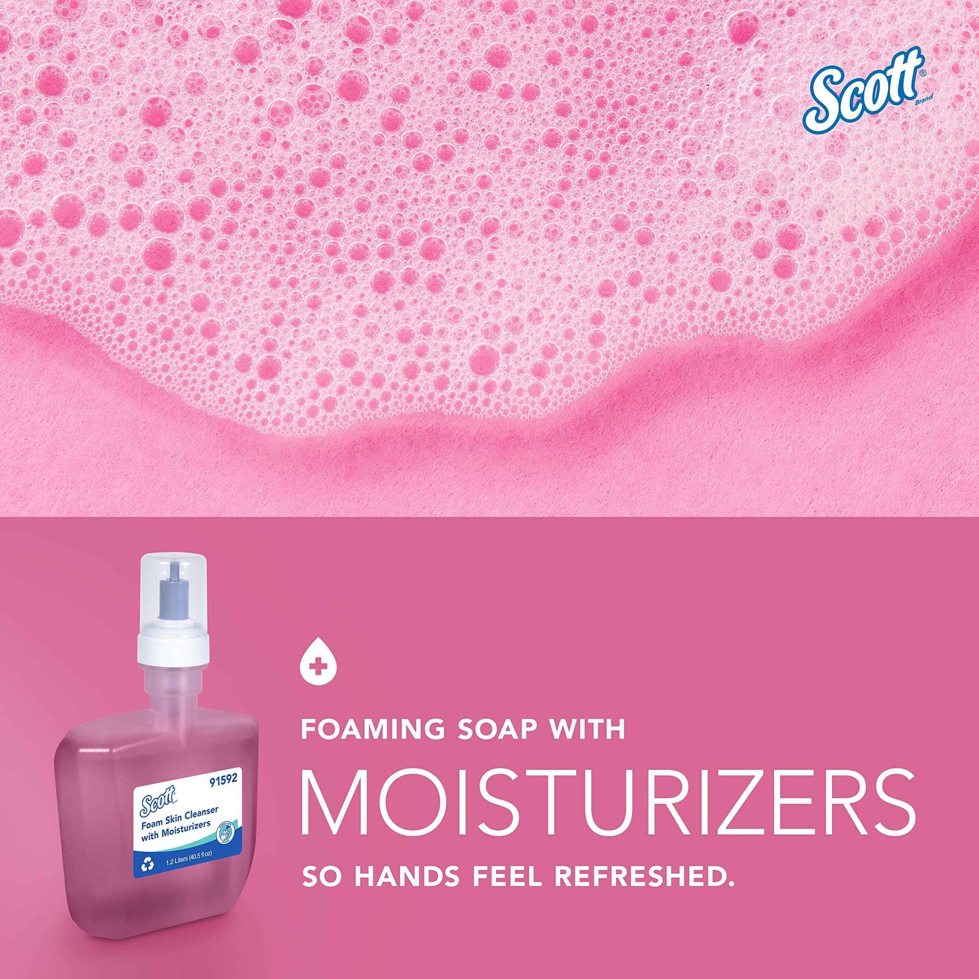 Scott Professional Foam Hand Soap with Moisturizers (91592), 1.2 L, Foaming, Pink, Floral Scent, Automatic Refills, for Kimberly-Clark Professional ICON Dispensers (2 Bottles)