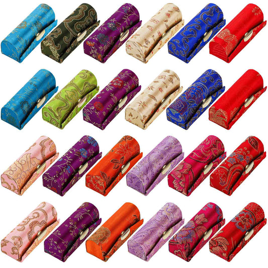 TOPZEA 24 PCS Lipstick Holder Case with Mirror, Lip stick Storage Case Mini Portable Floral Jewelry Holders Box Cosmetic Makeup Travel Cases for Purse, Party favor, Return Gifts, Random Colors