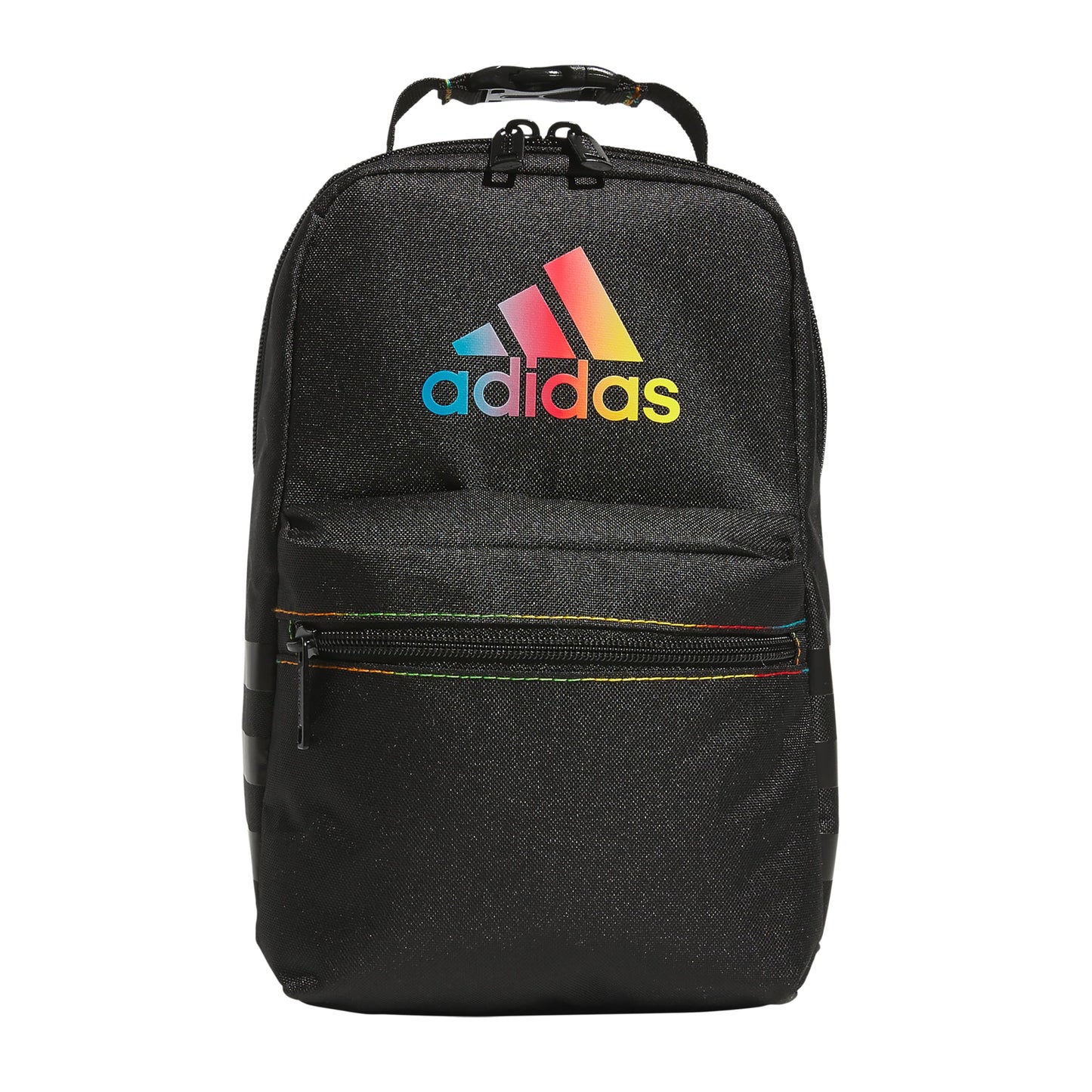 adidas Santiago Insulated Lunch Bag (6.5L) with Clip Lock Handle, Black Rainbow, One Size