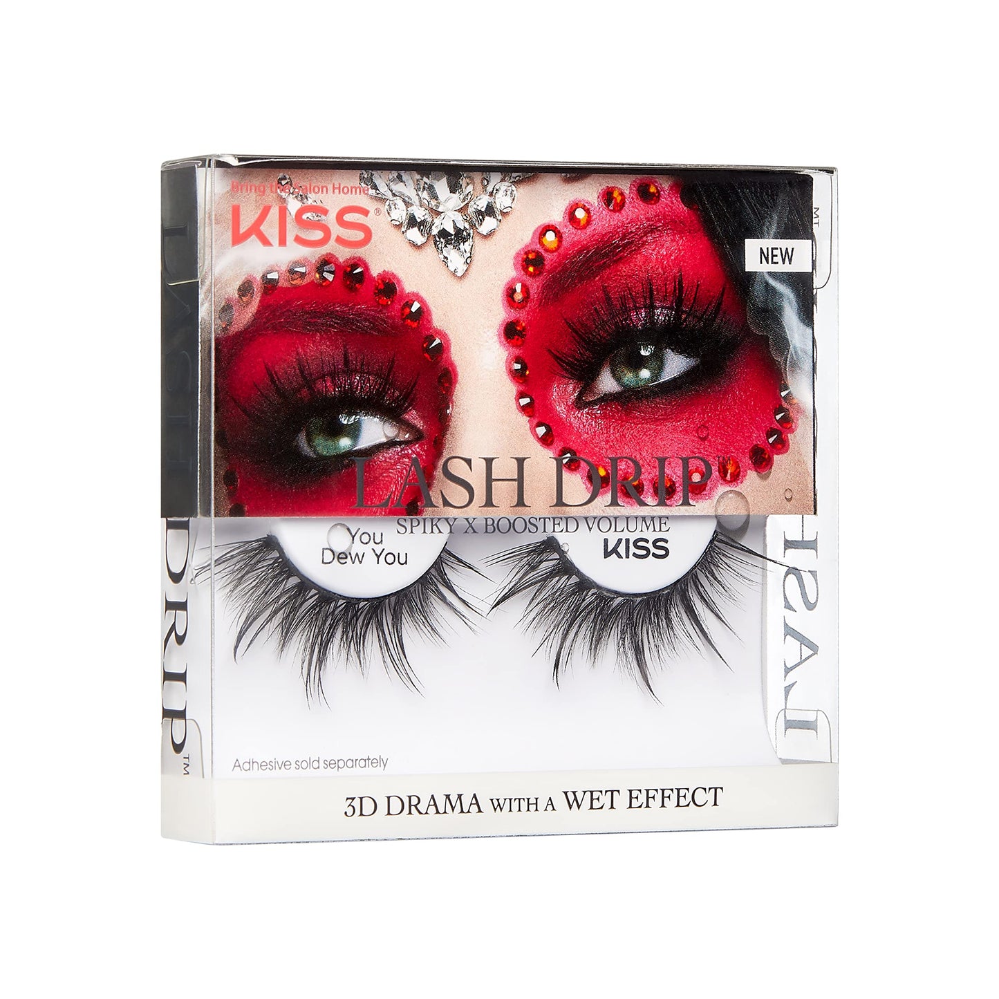 KISS Lash Drip False Eyelashes, Spiky X Boosted Volume, Unique Wet Look Hydrated Effect, Multi-Length Rewearable Fake Eyelashes, Wispy Crisscross Lash Pattern, Style ?˜You Dew You?? 1 Pair